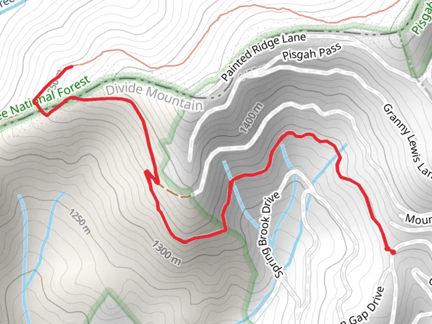 An image depicting the trail Wolf Laurel Nature Trail and its surrounding area.