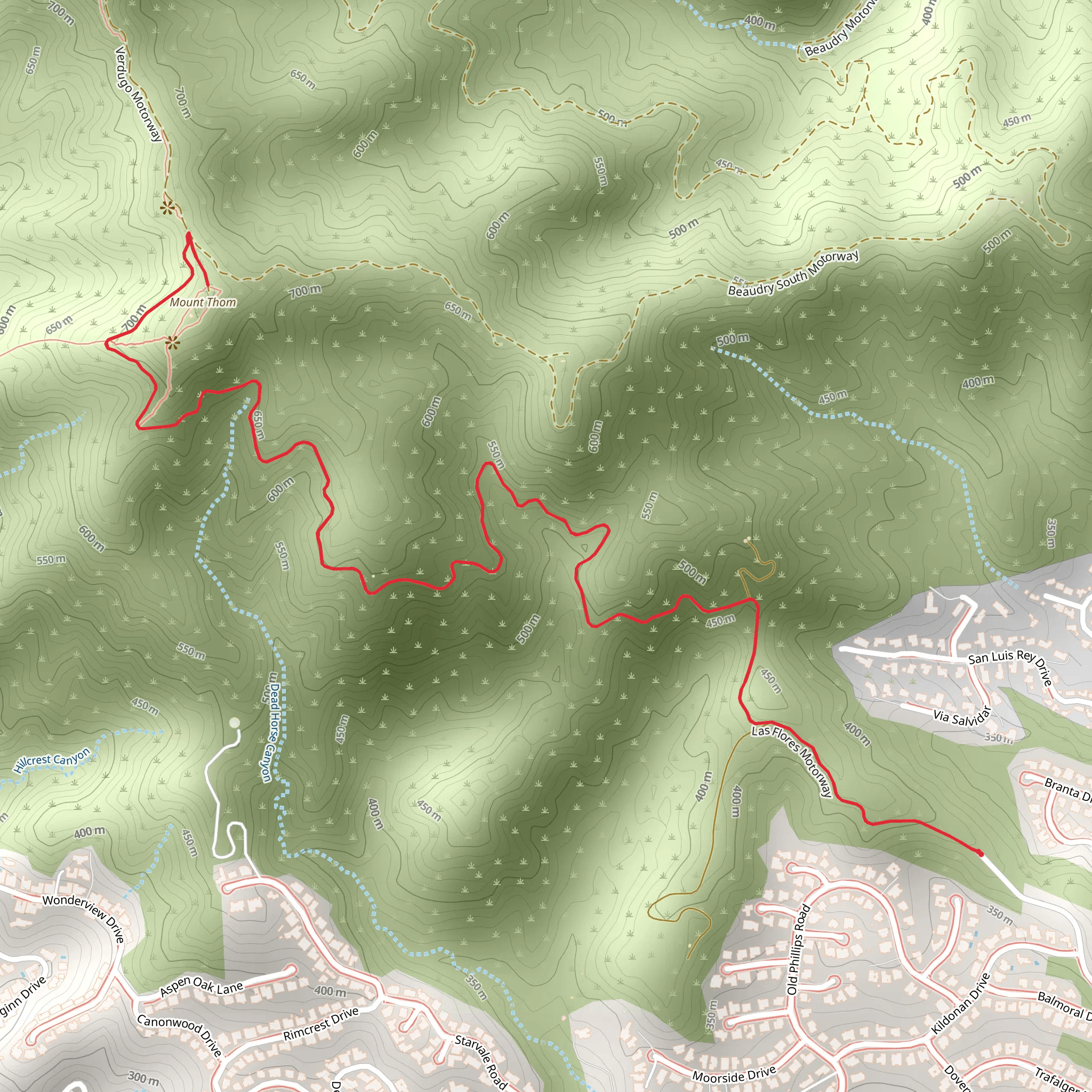Mount Thorn via Las Flores mobile static map