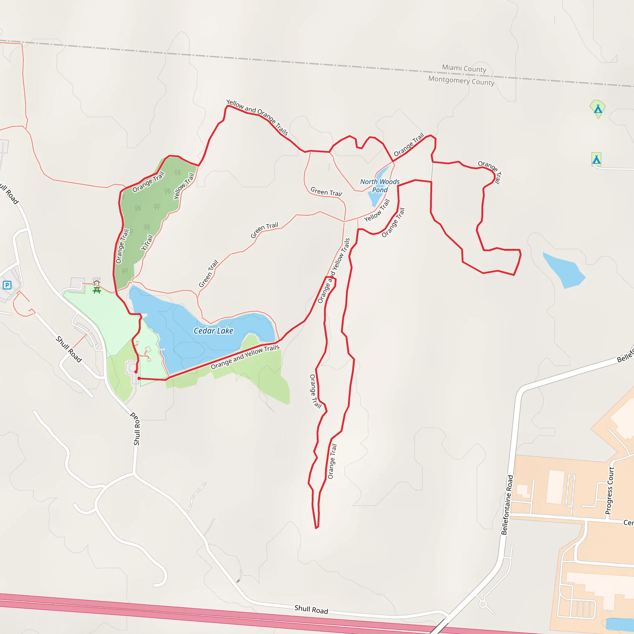 Cedar Lake - Orange and Yellow Loop mobile static map