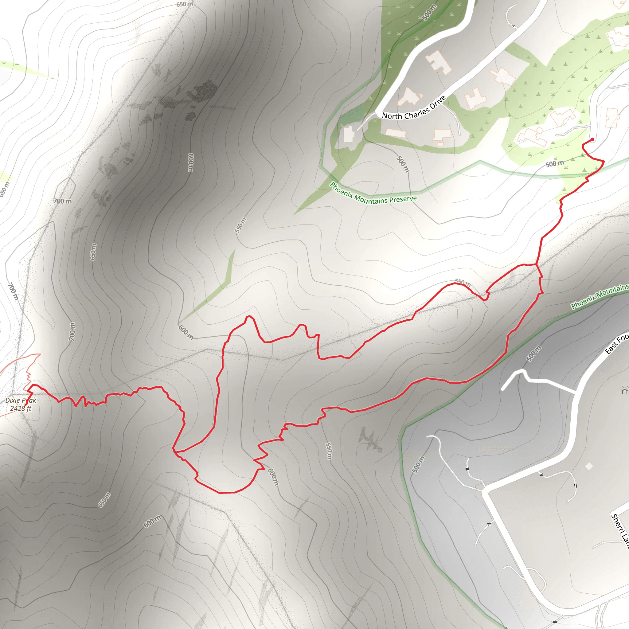Dixie Peak Loop from East White Drive mobile static map