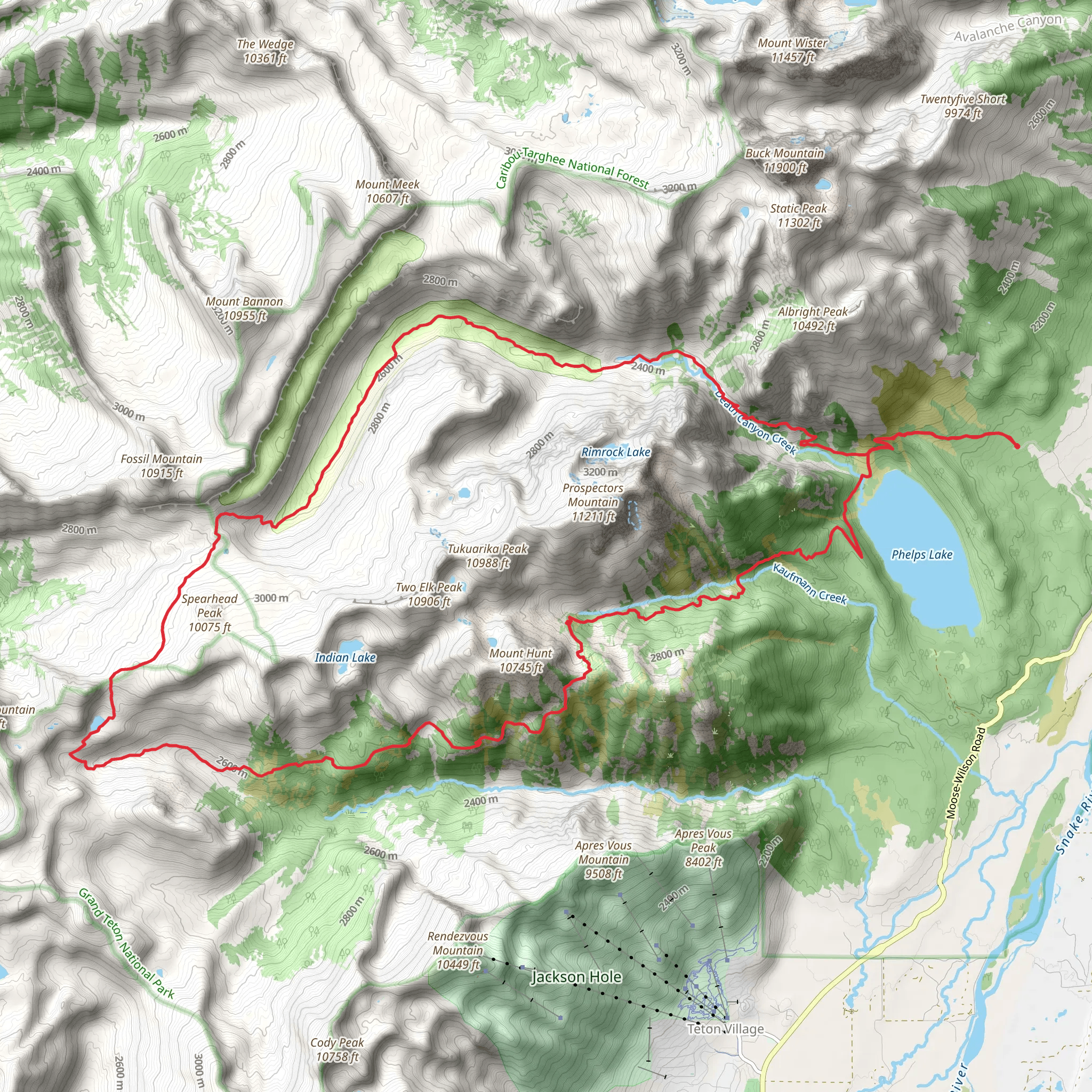 Valley, Death Canyon and Granite Canyon Loop Trail mobile static map