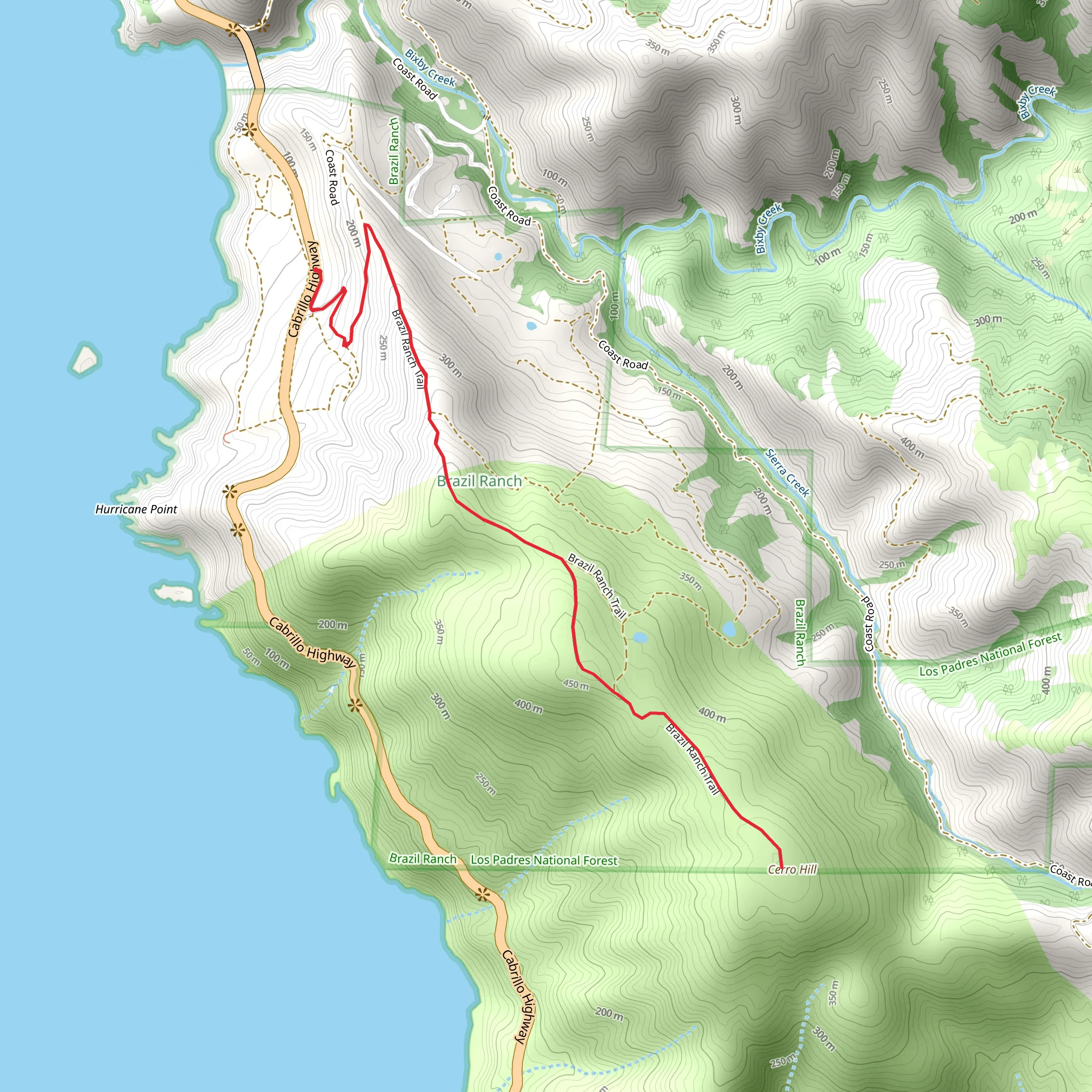Cerro Hill via Brazil Ranch Trail mobile static map
