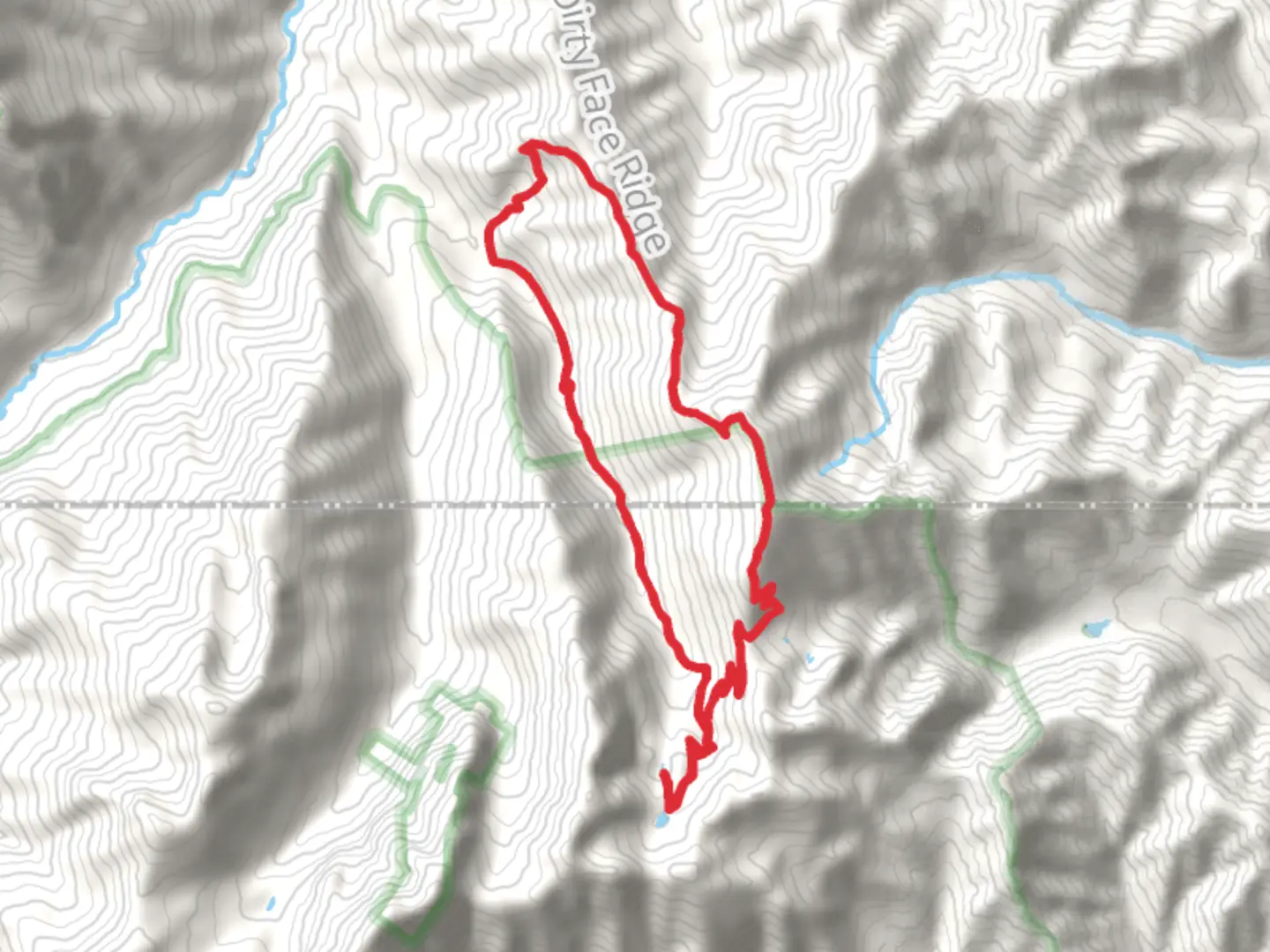 An image depicting the trail Dirty Face Ridge , Mount Townsend and Lower Silver Lake and its surrounding area.