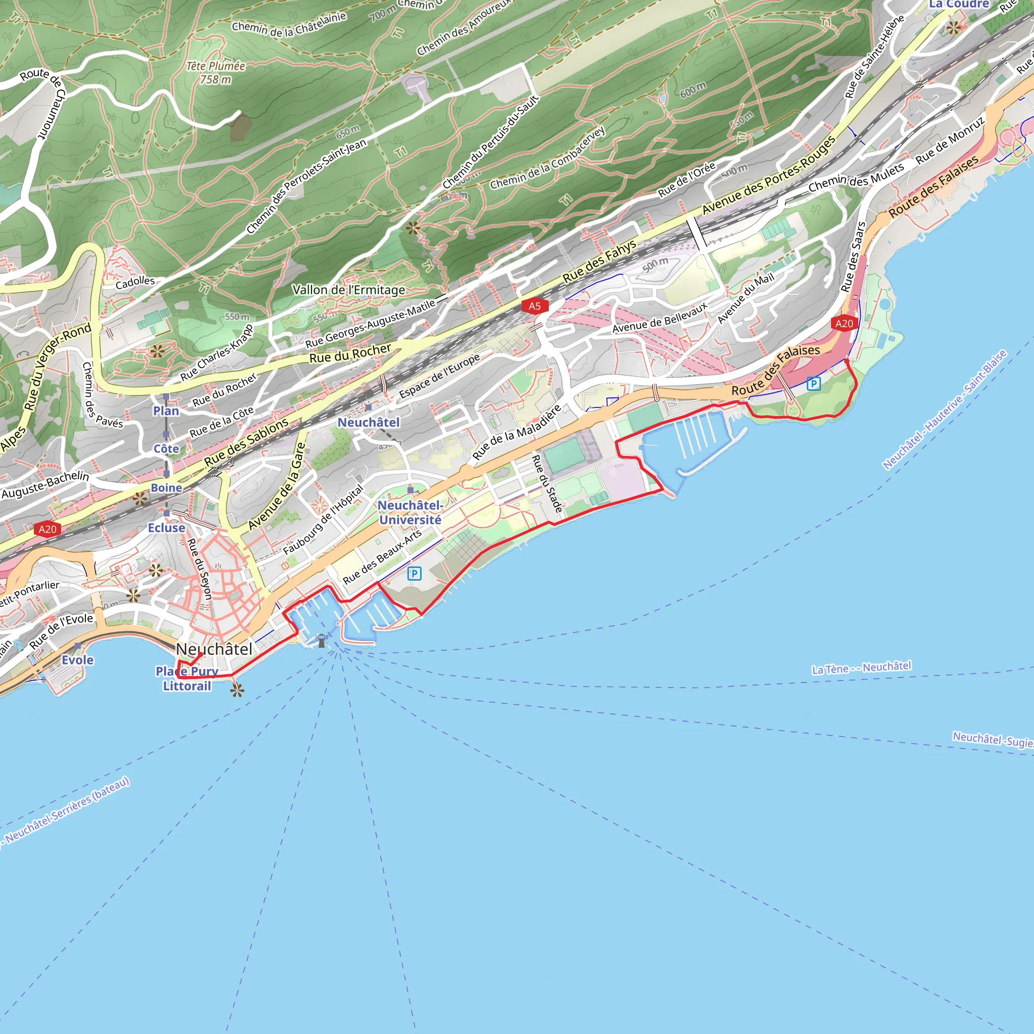 Sentier du Lac de Neuchâtel mobile static map