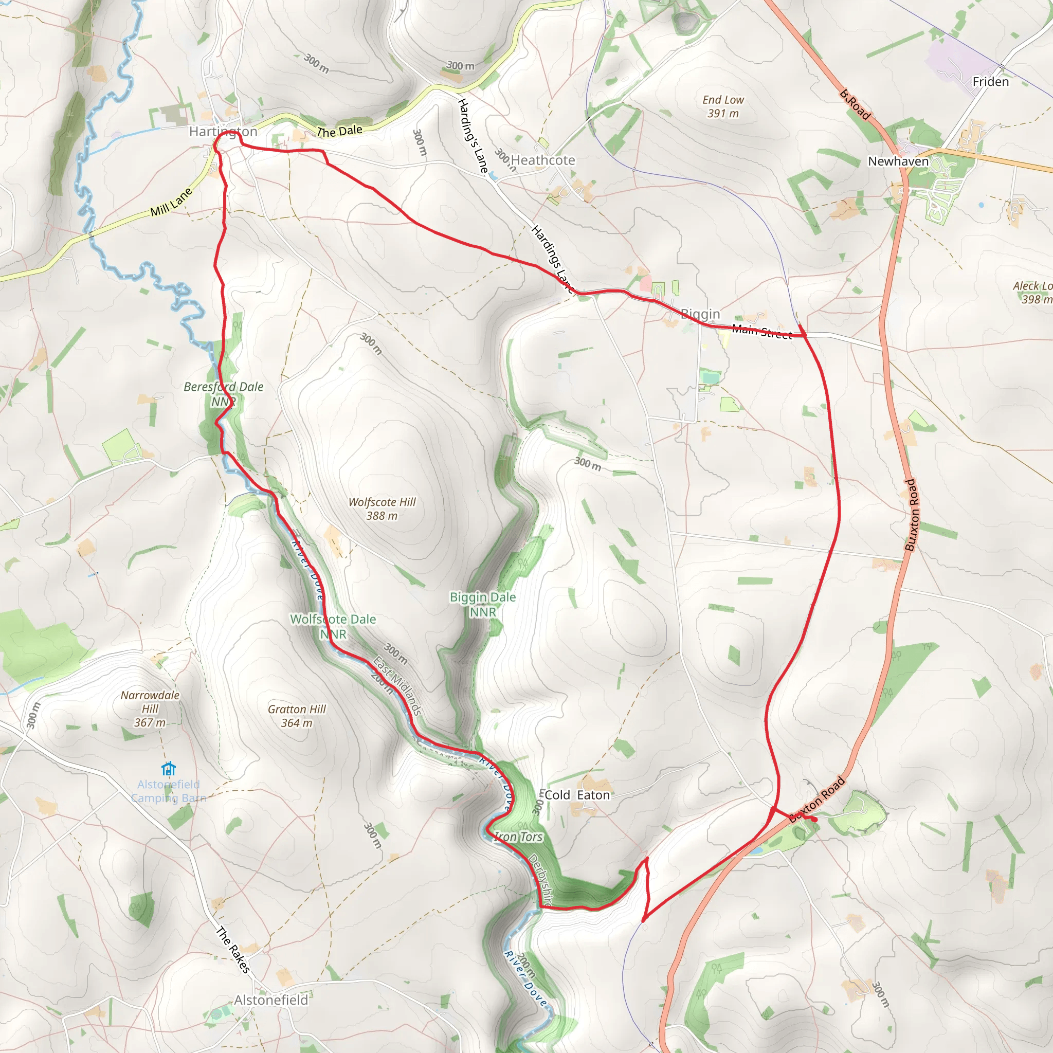 Cold Eaton - Hartington and Biggin Circular Walk mobile static map
