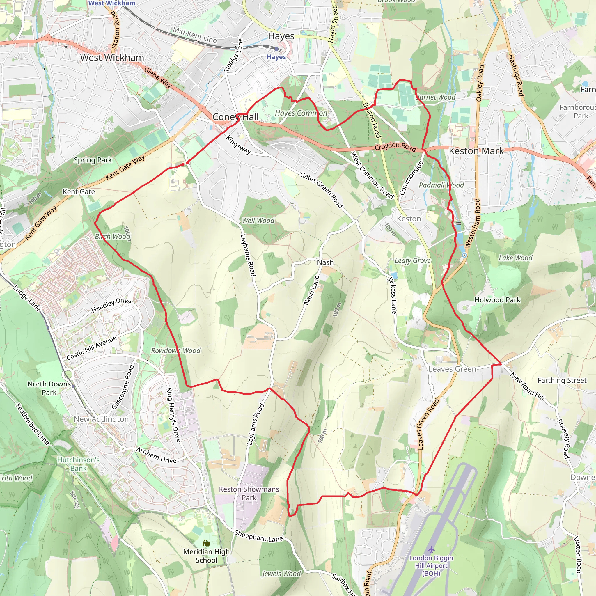 Kent Gate, Leaves Green and Keston Loop mobile static map