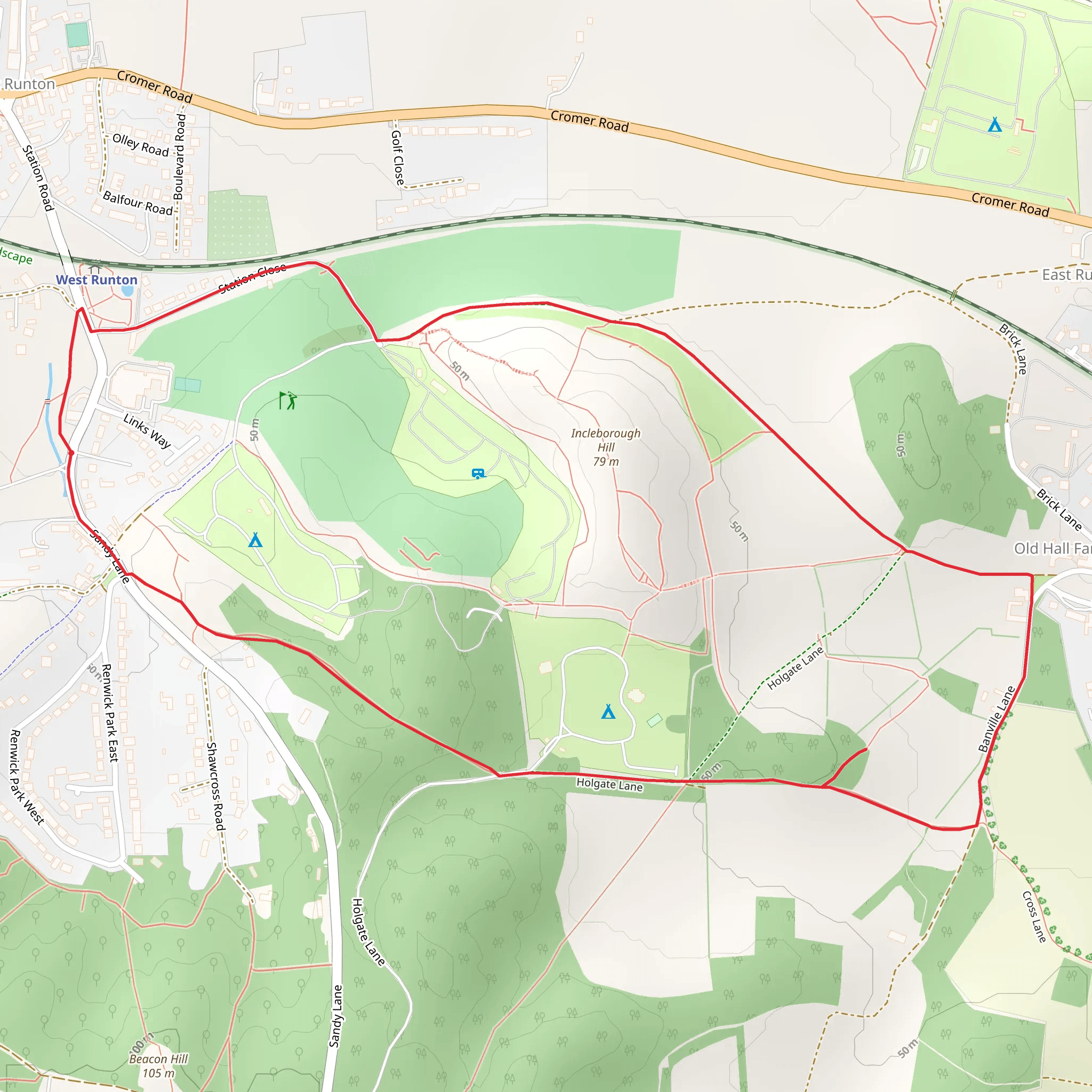 Town Hill and Incleborough Hill Loop mobile static map