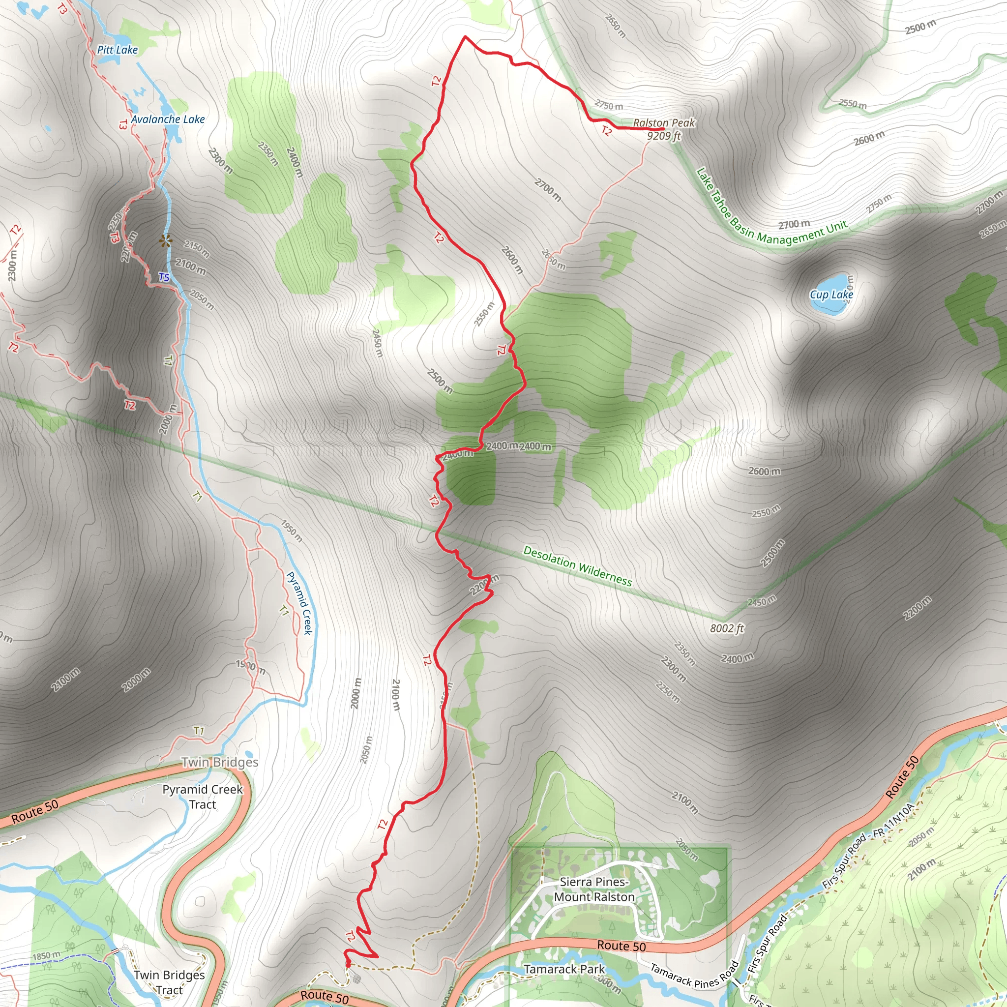 Ralston Peak Trail mobile static map