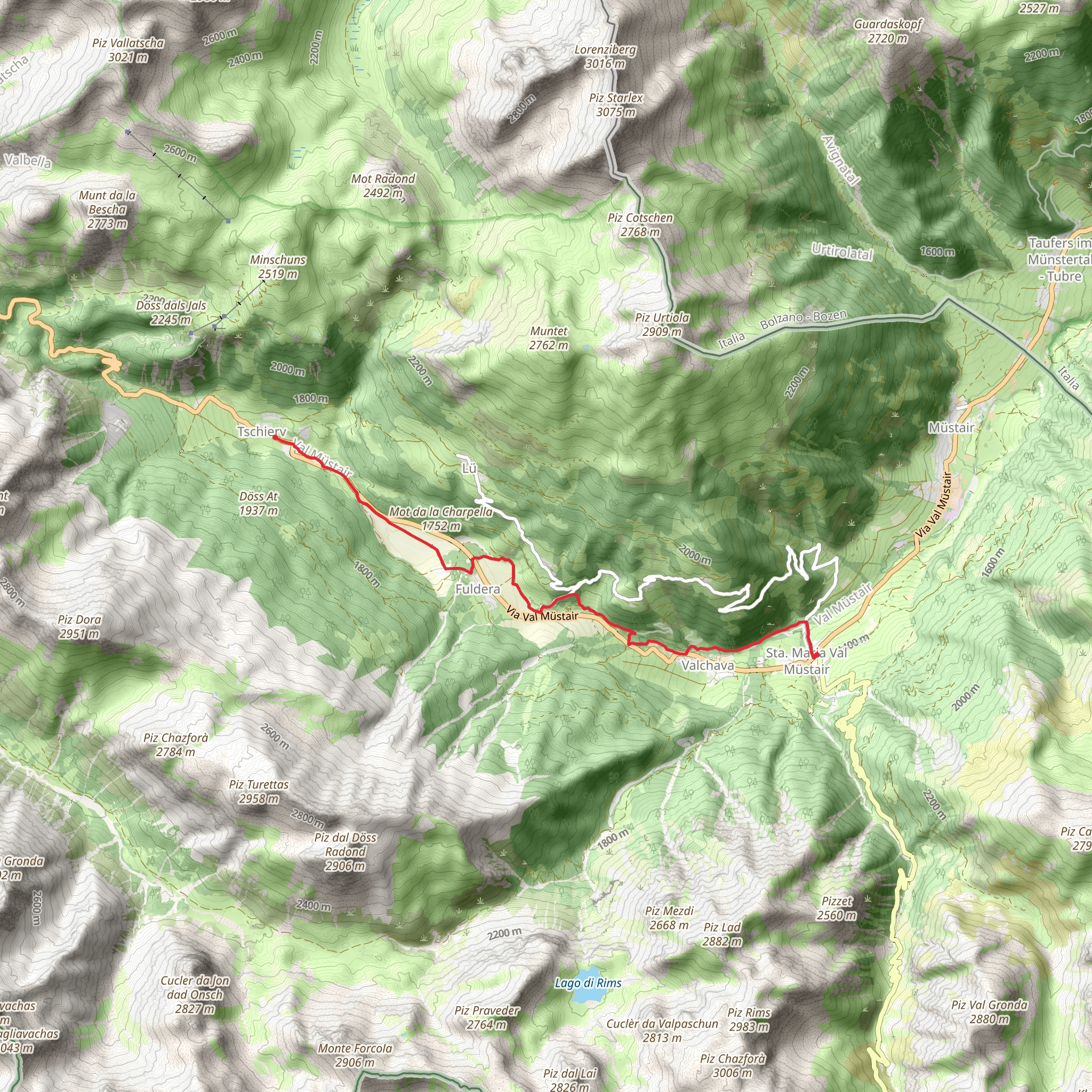 Maria Val Müstair to Tschierv mobile static map