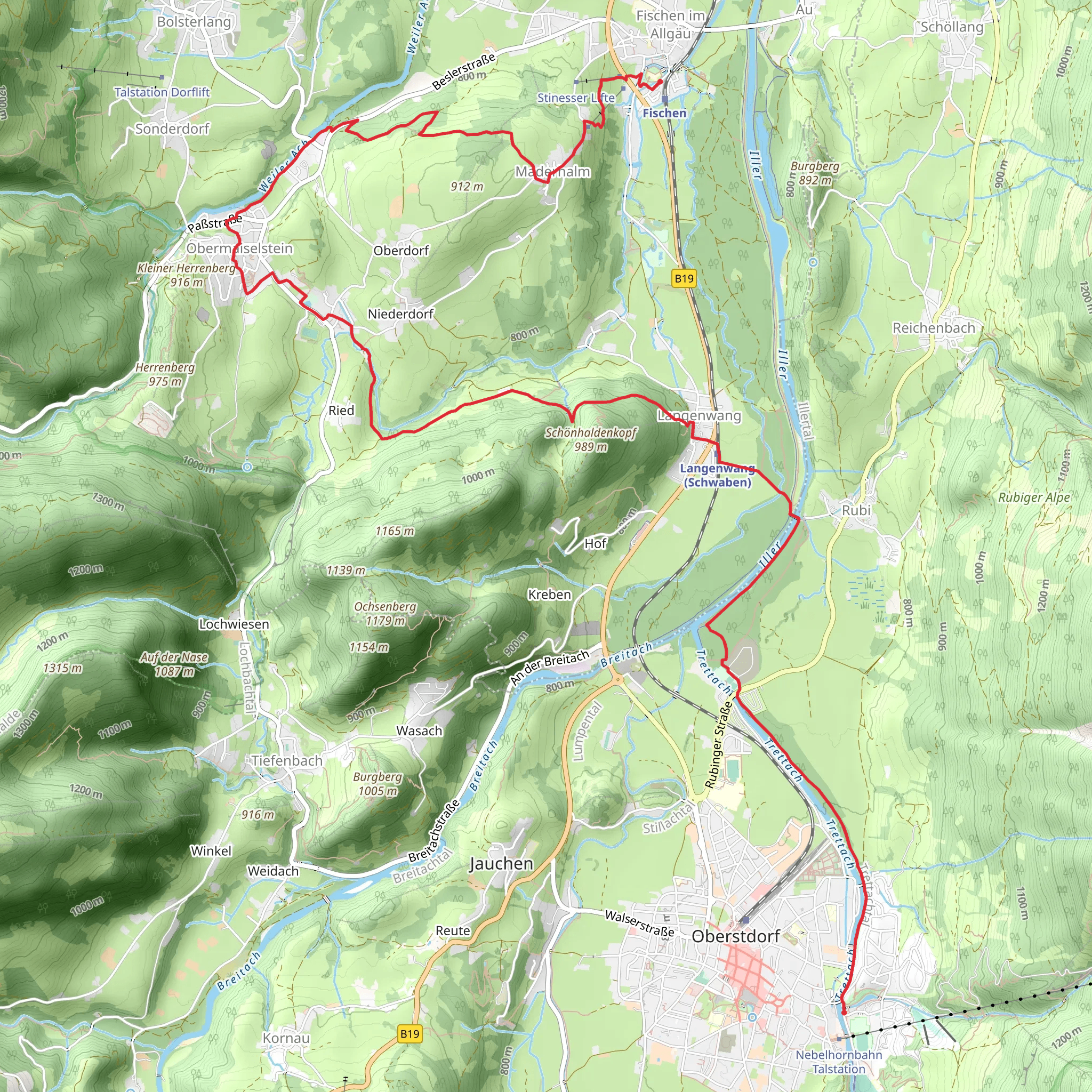 Fischen to Oberstdorf via Himmelsstruermer Route mobile static map