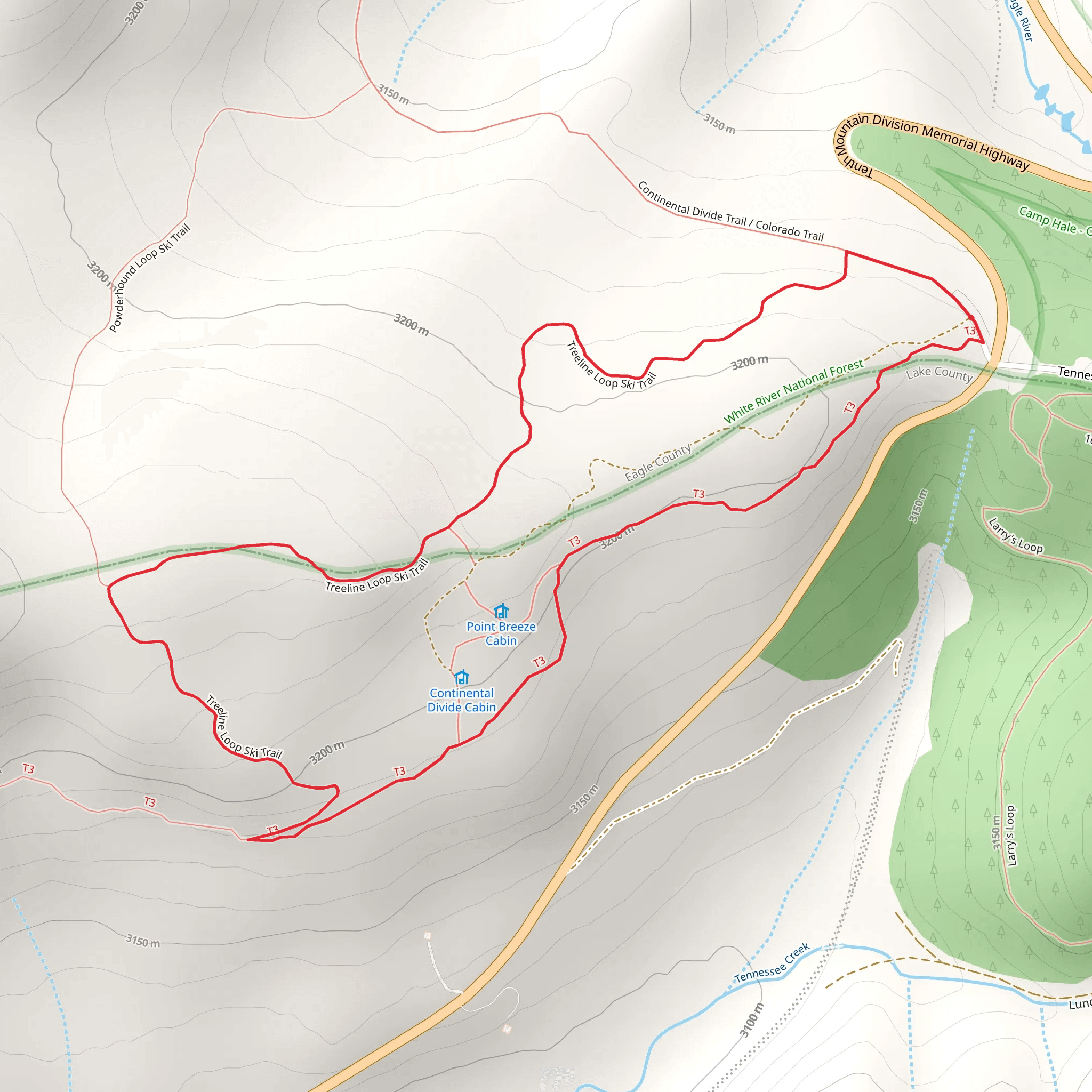 Treeline Loop Trail from Tennessee Pass mobile static map