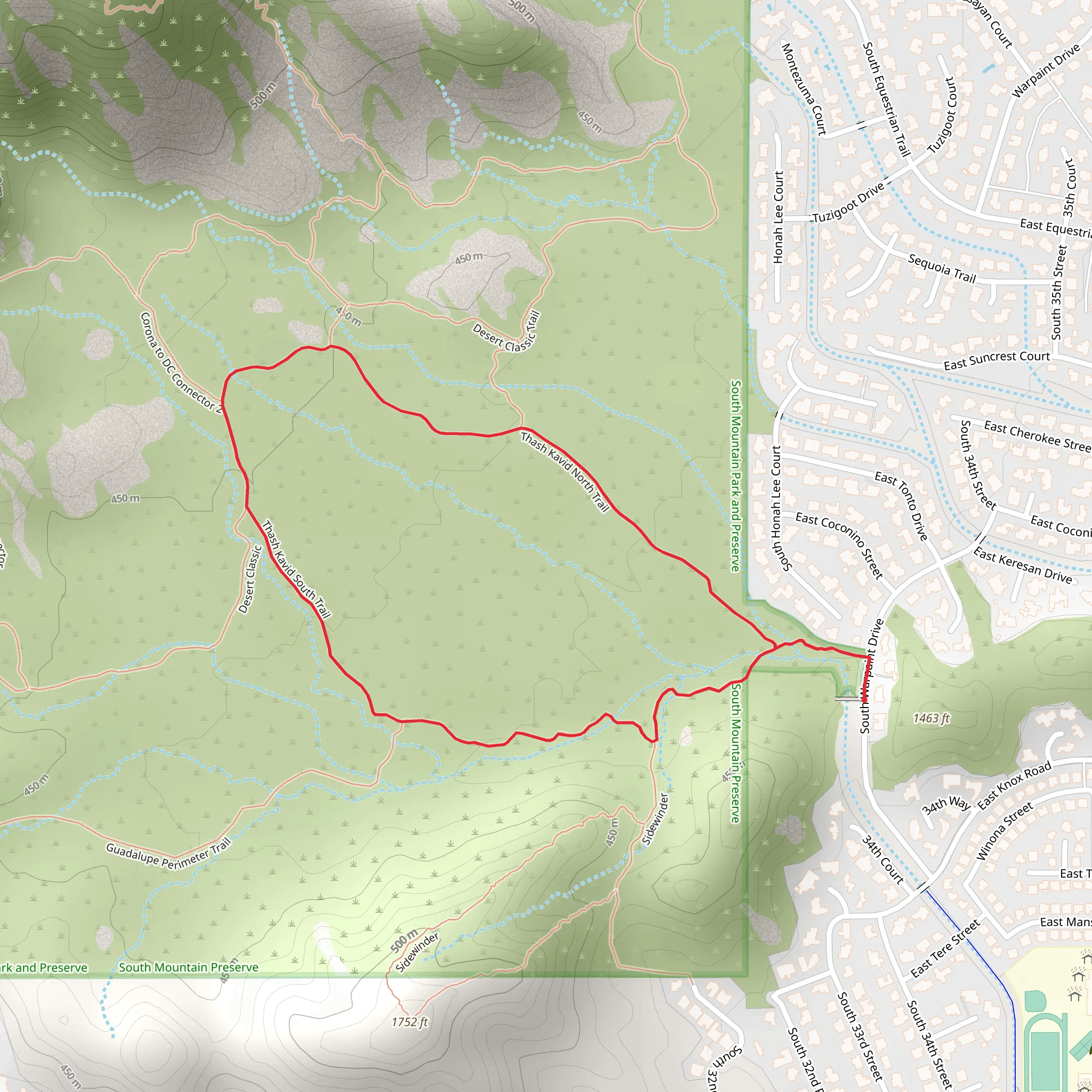 Warpaint North-South Loop Trail mobile static map