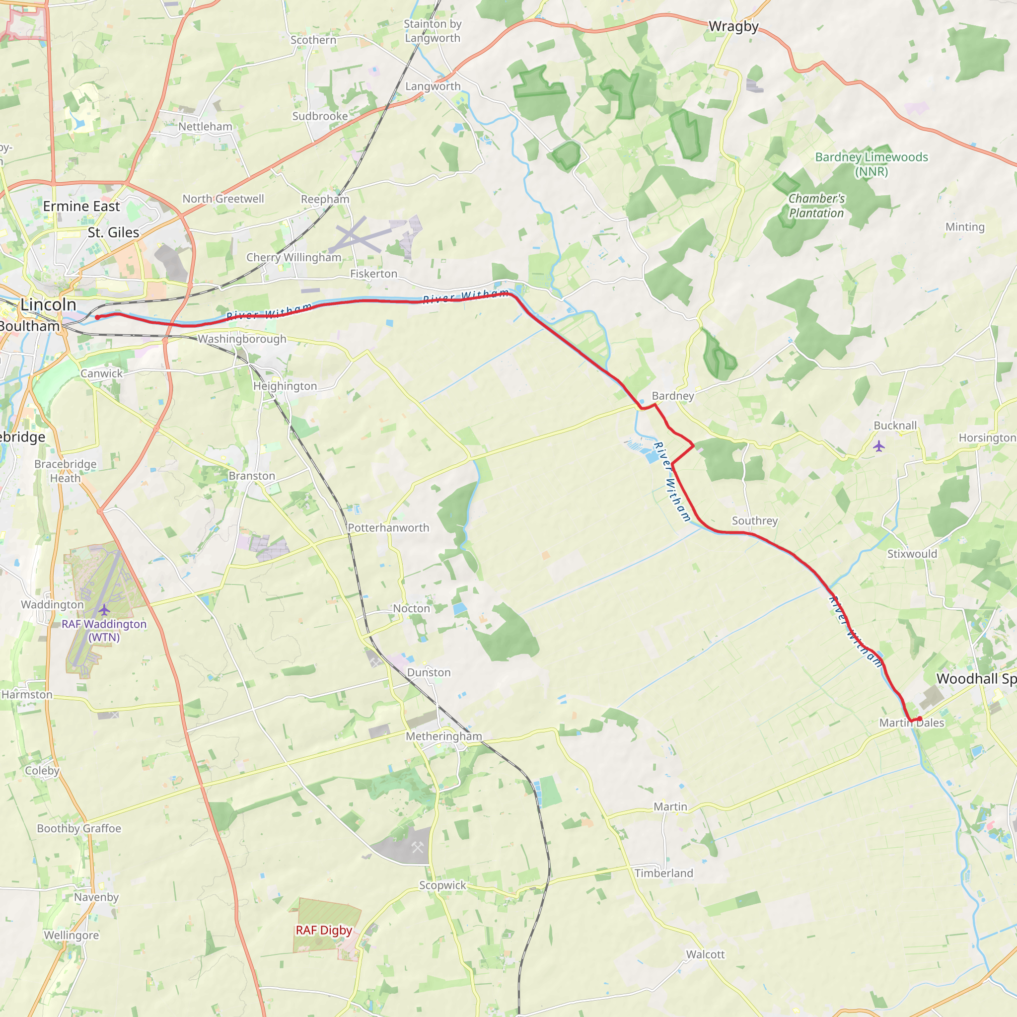 River Witham Walk from Lincoln mobile static map