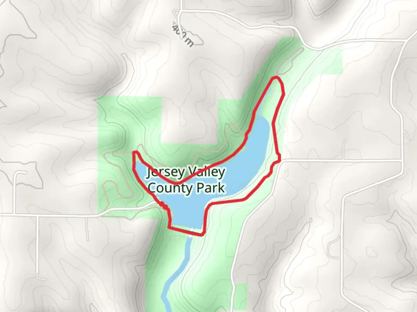 An image depicting the trail Jersey Valley Lake Loop and its surrounding area.