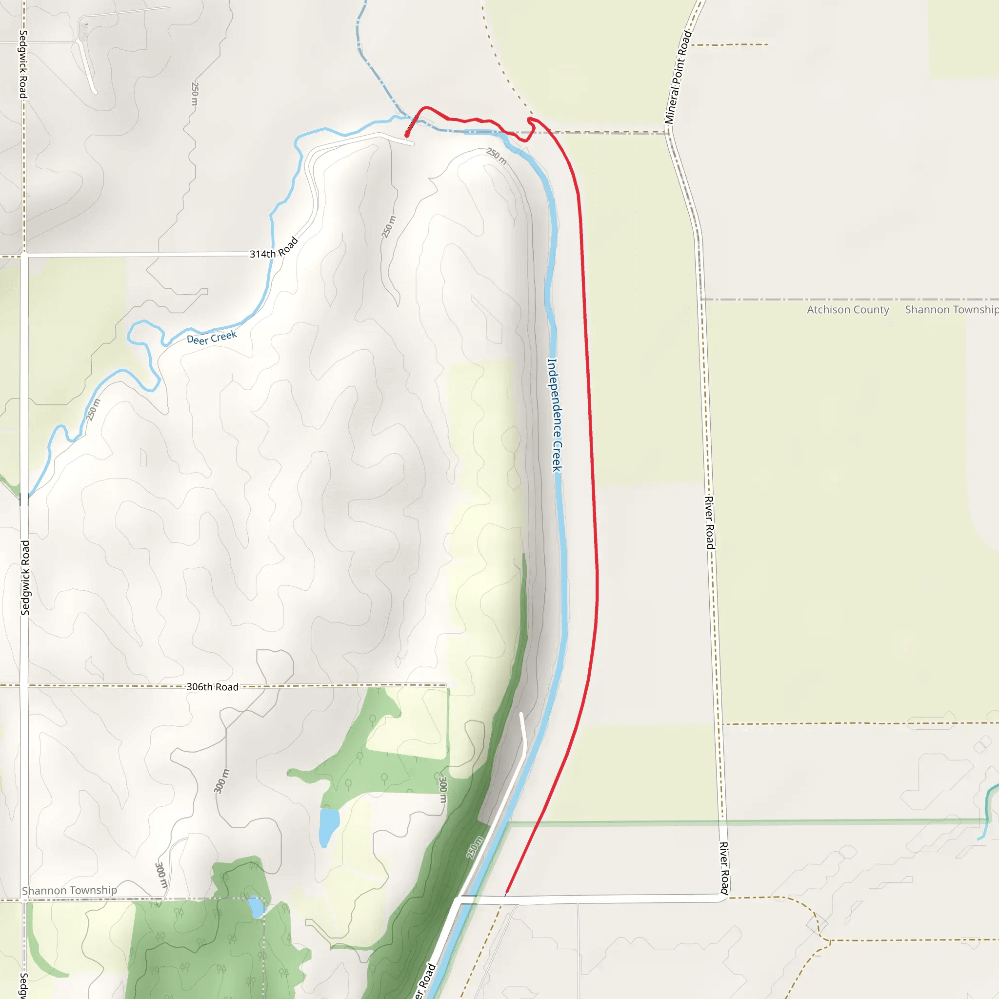 Walk along Independence Creek - Lv Road mobile static map