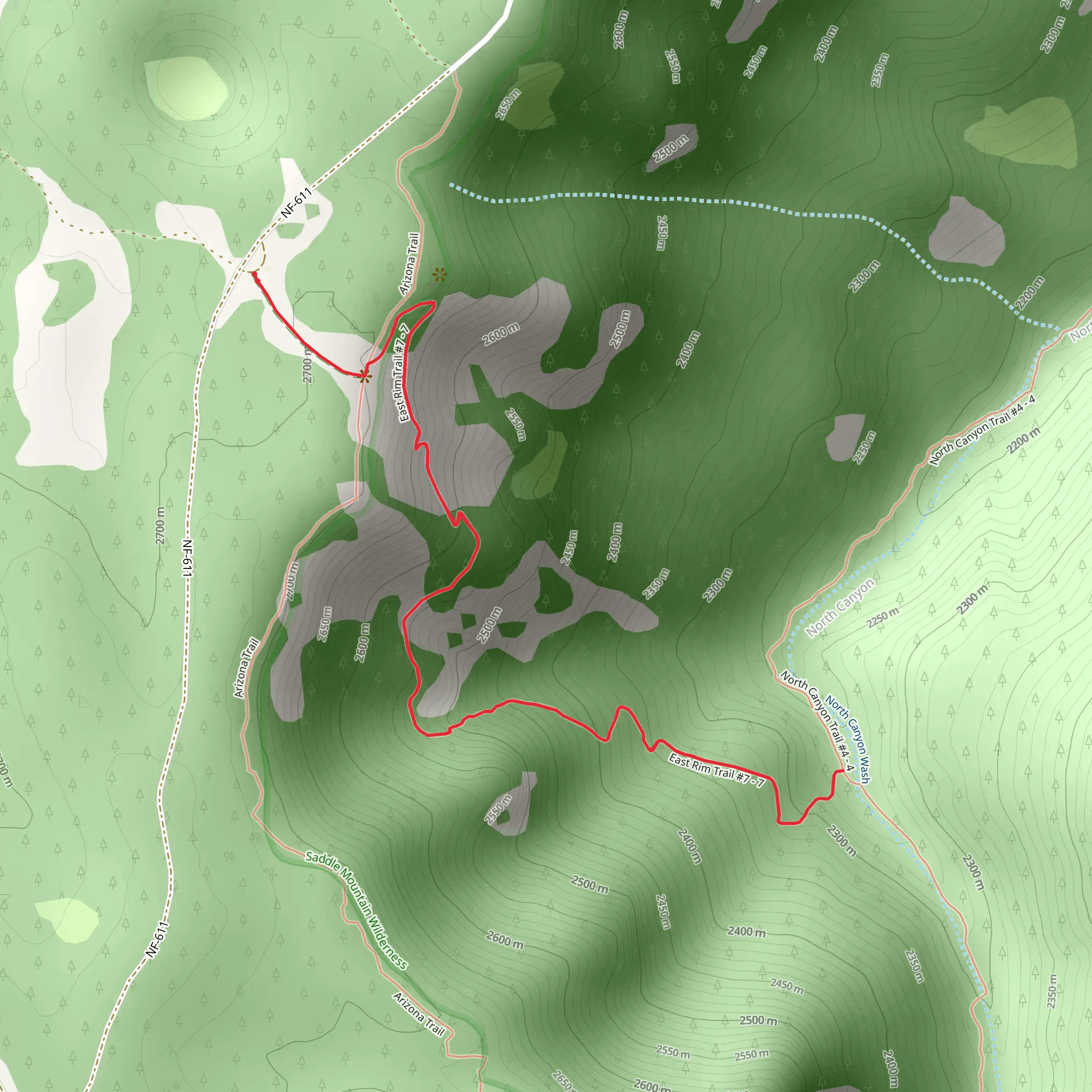 East Rim Trail mobile static map
