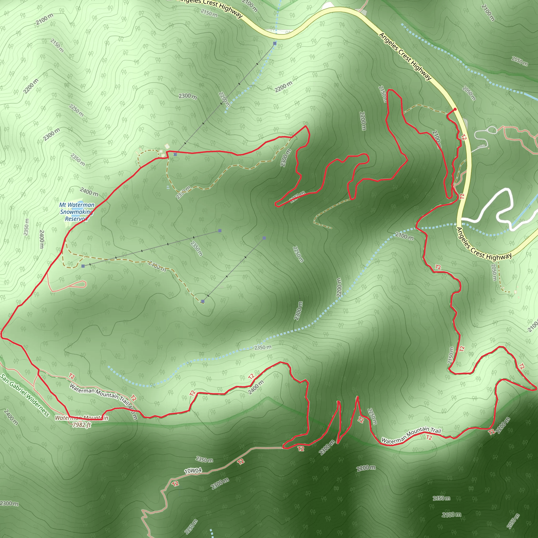 Waterman Mountain Loop Trail mobile static map