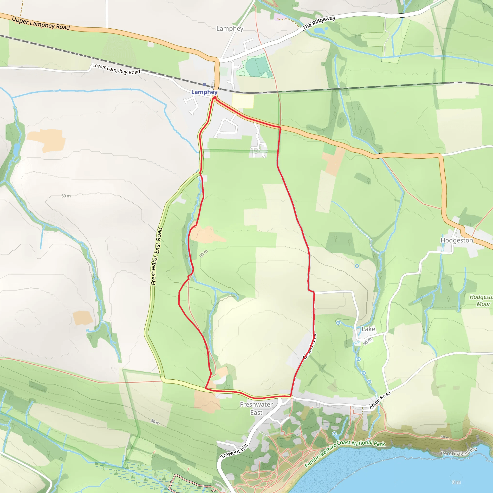 Lamphey Walk mobile static map