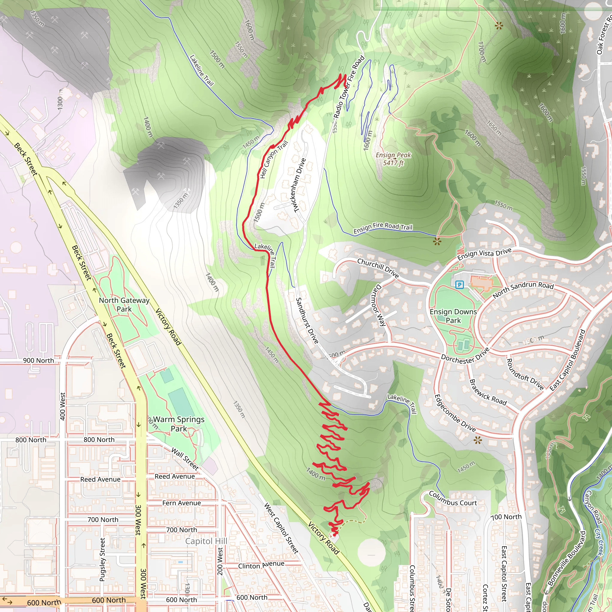 Victory Switchbacks and Hell Canyon Trail mobile static map
