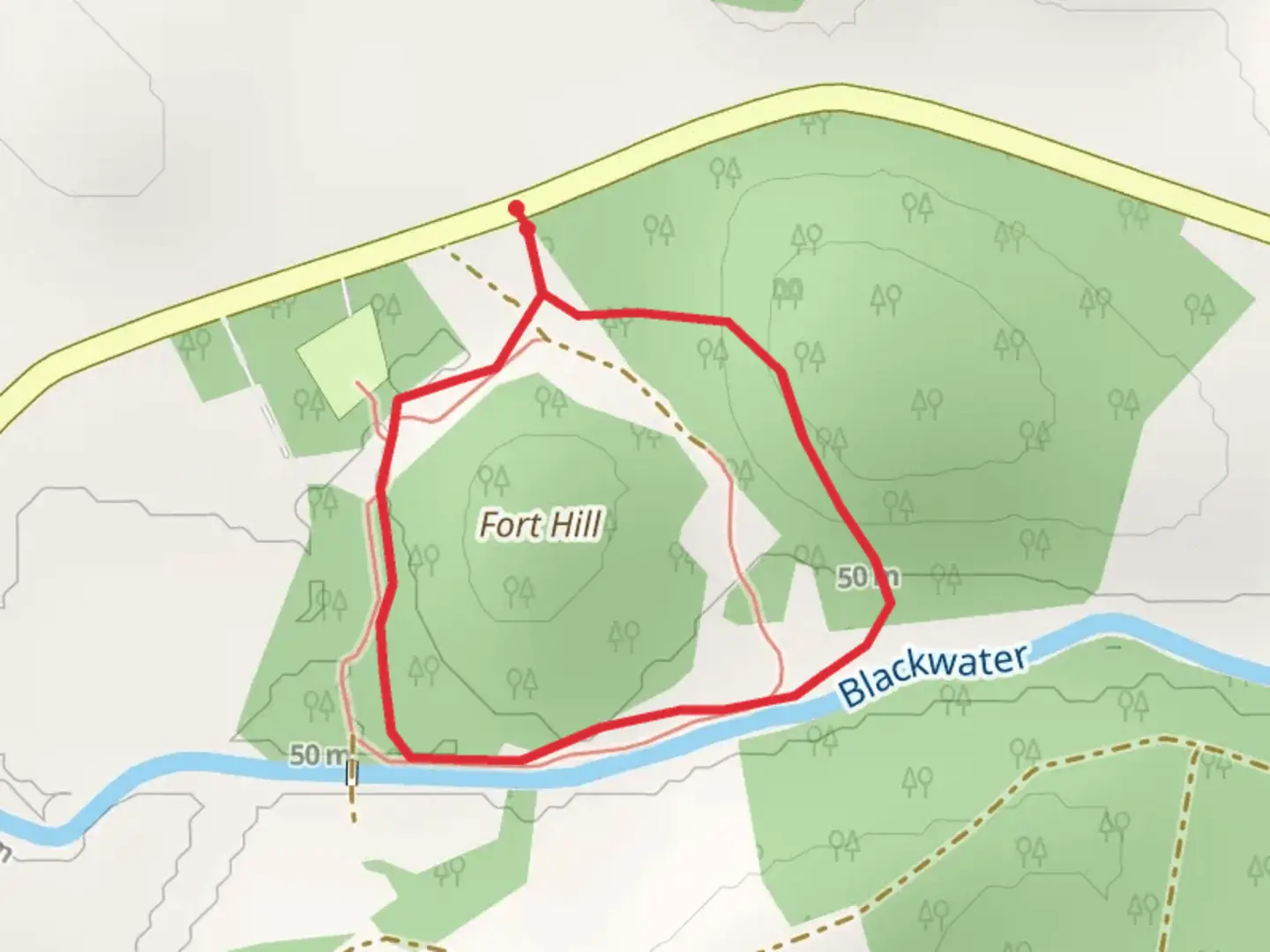An image depicting the trail Favour Royal Forest Walk Loop and its surrounding area.