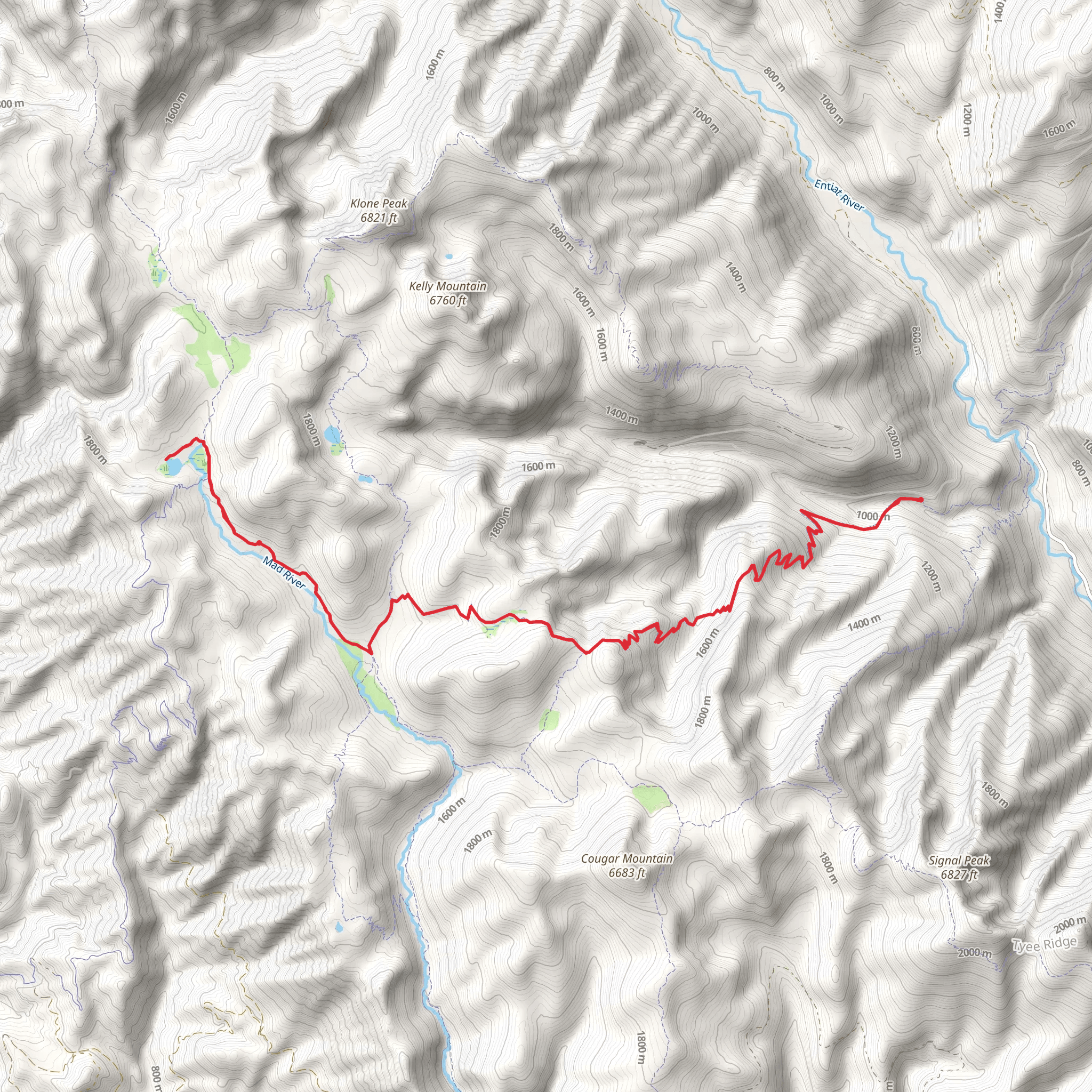 Mad Lake via Middle Tommy Trail mobile static map