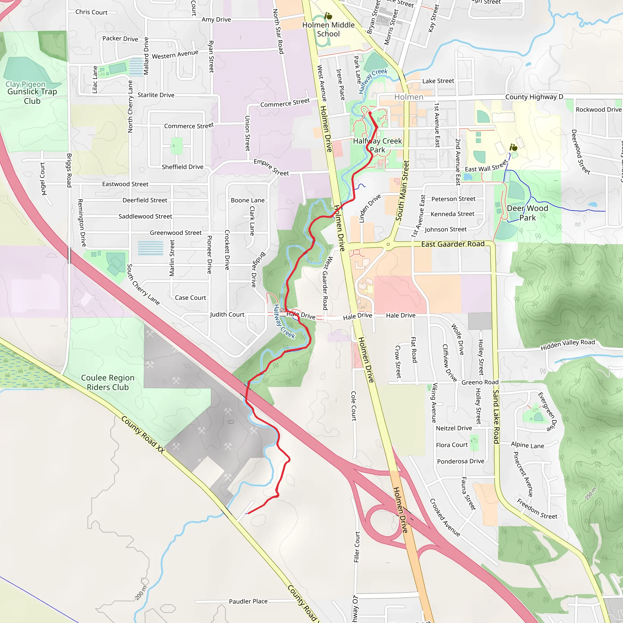 Halfway Creek Trail mobile static map