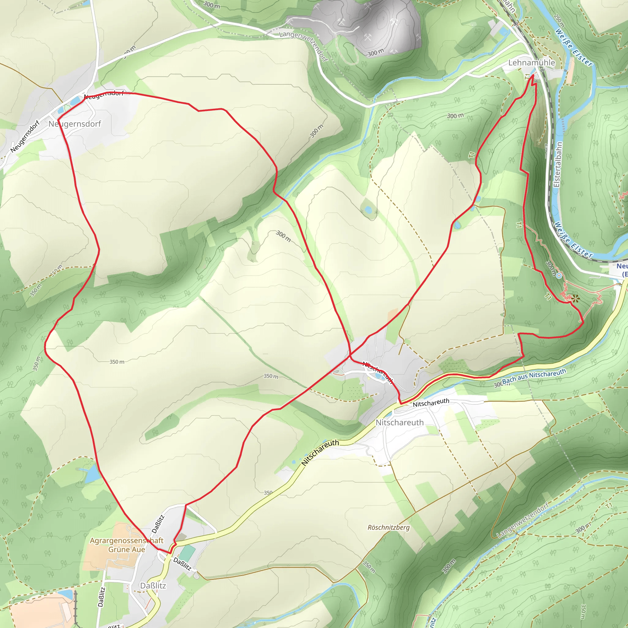 Thueringenweg and Elsterperlenweg mobile static map