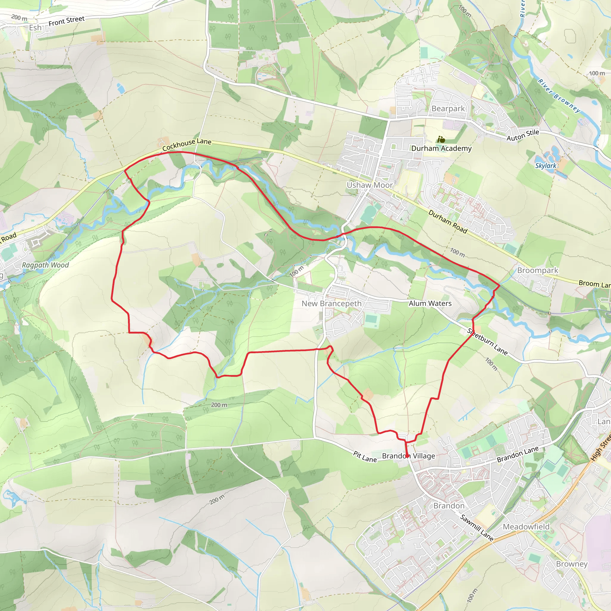 River Deerness, Rag Path Wood, Hill House Loop mobile static map