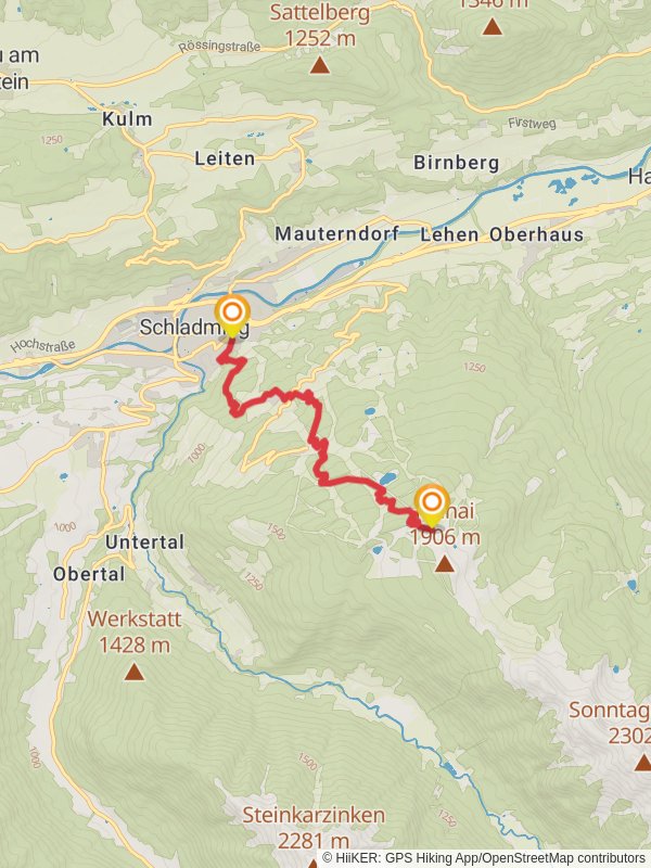Planai to Schladming - World Cup Trail mobile static map