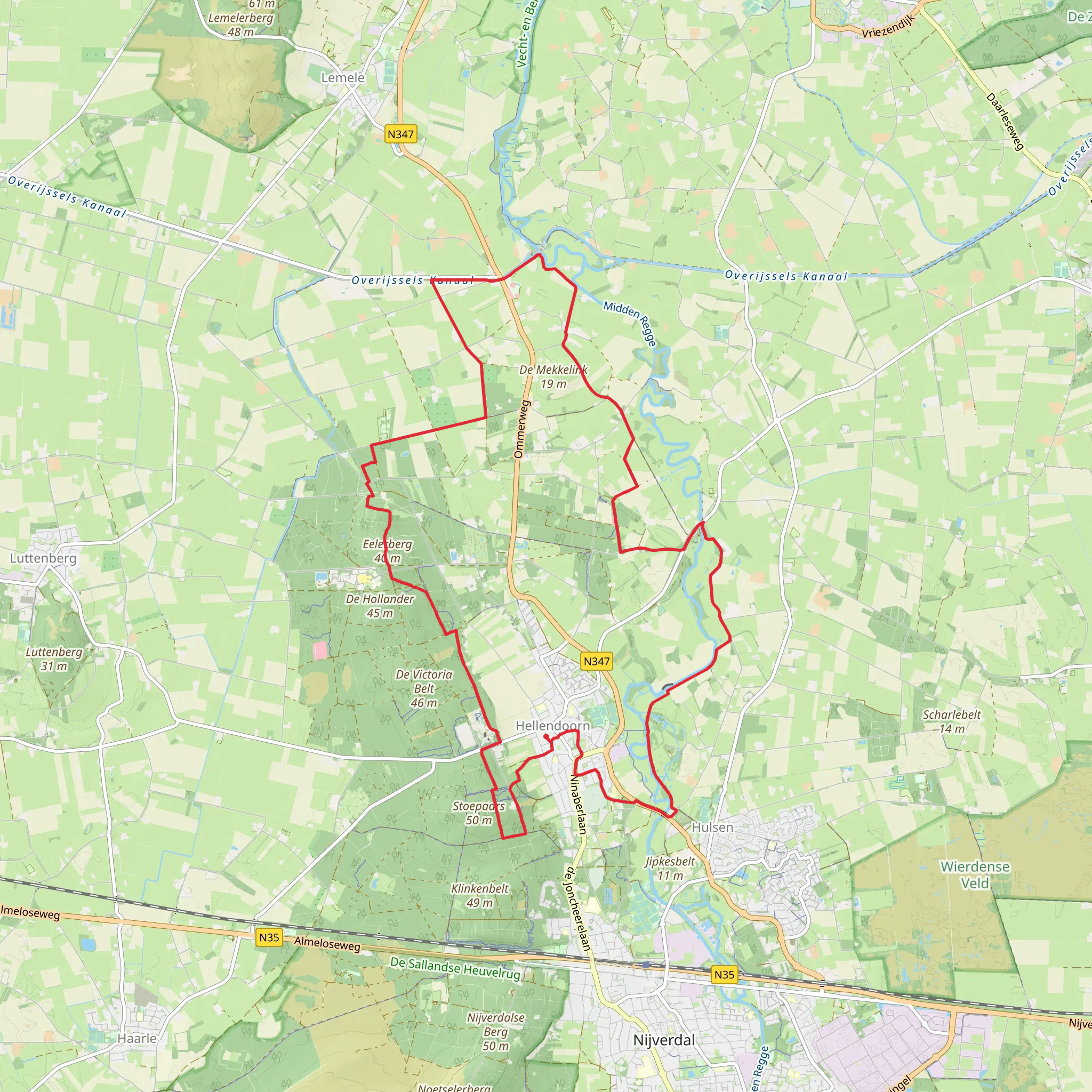 Rhaanderesch, Rhanerveld and Eelerberg Loop mobile static map