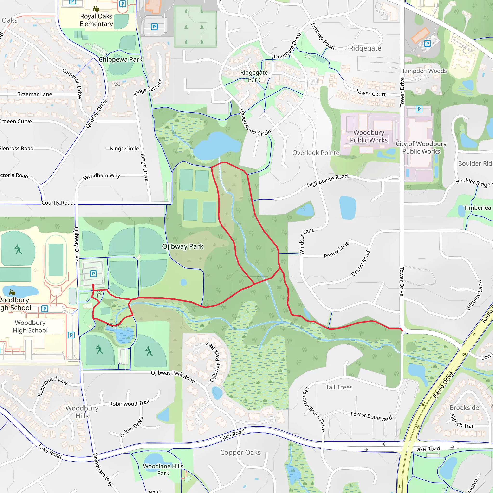 Ojibway Park Loop mobile static map