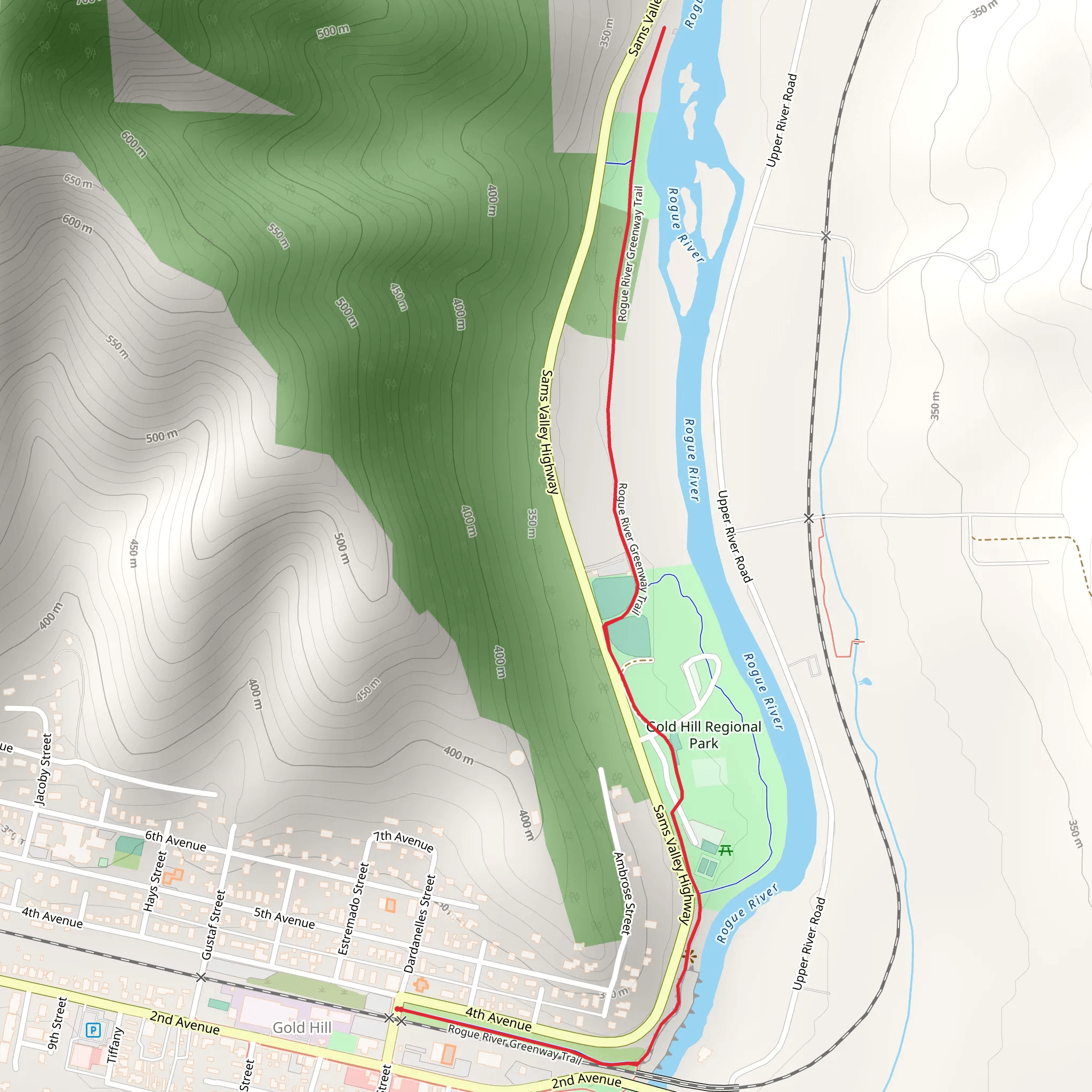 Rogue River Greenway Trail - Gold Hill mobile static map