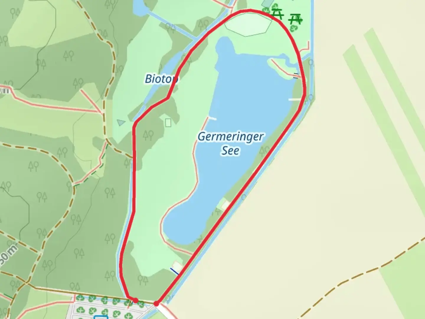 An image depicting the trail Germeringer Loop and its surrounding area.