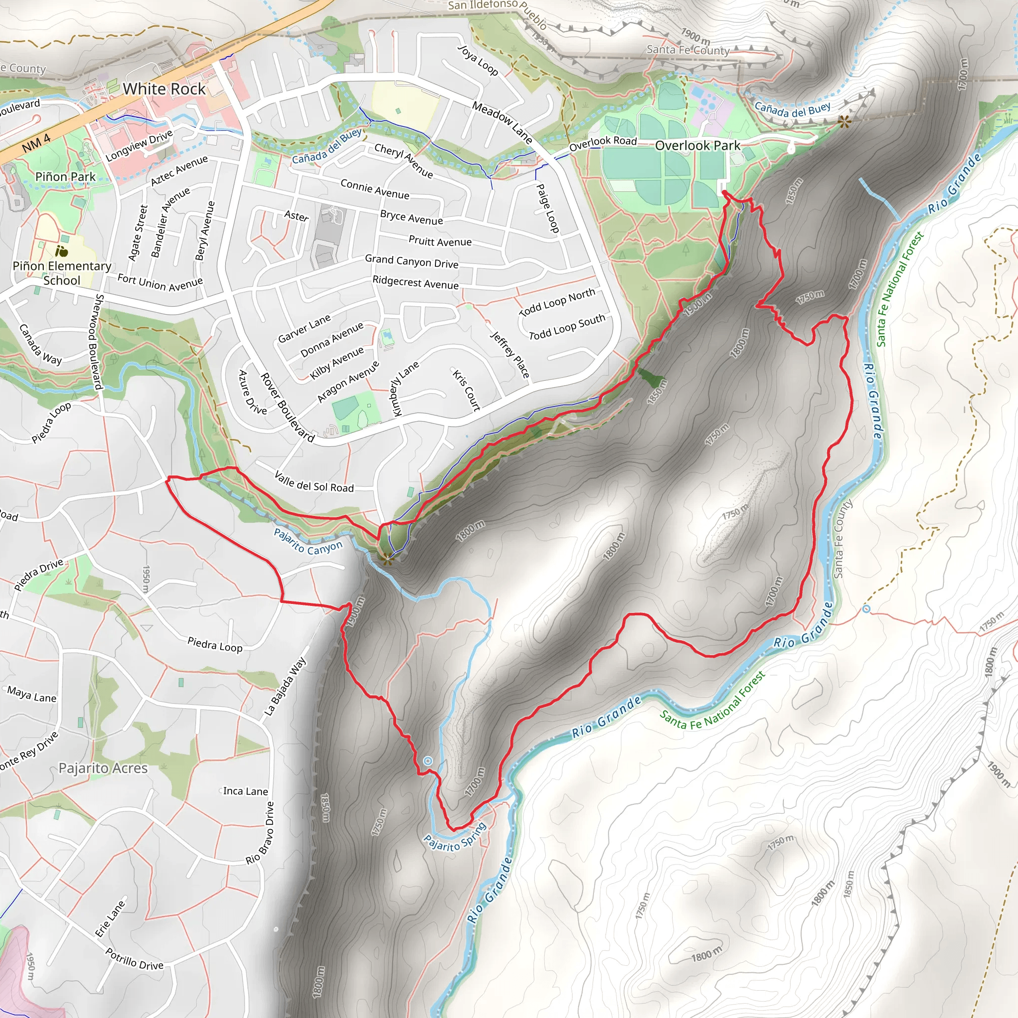 White Rock Canyon Rim - River Loop Trail mobile static map