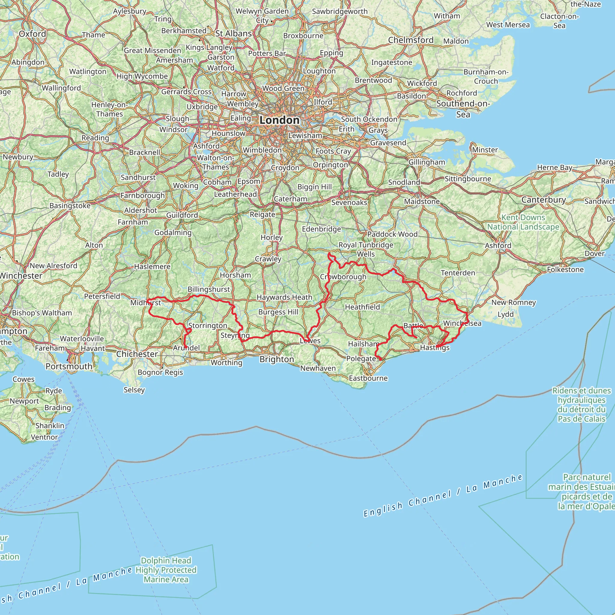 Castles of Sussex Walk mobile static map