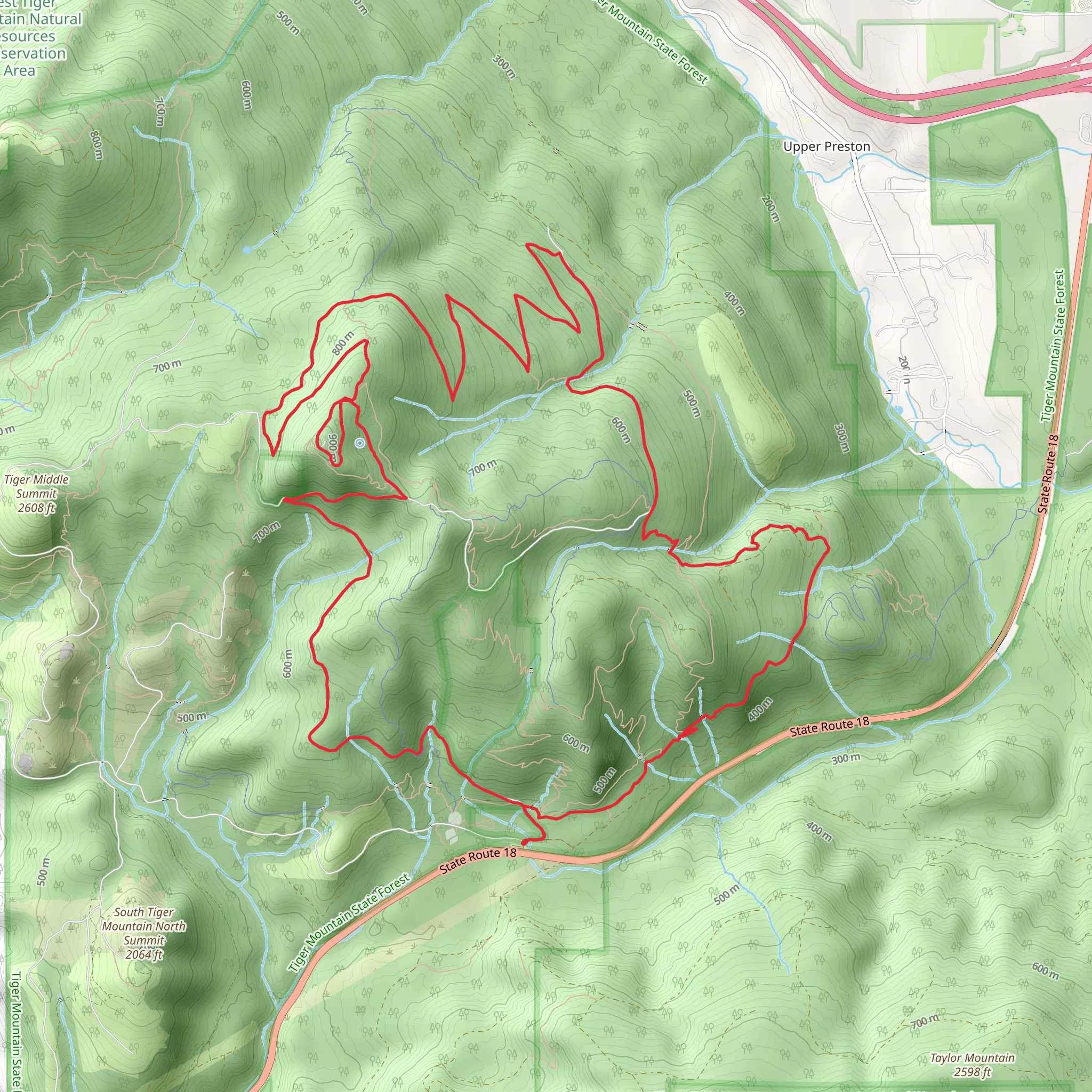 East Tiger Mountain via Preston Railroad Grade mobile static map