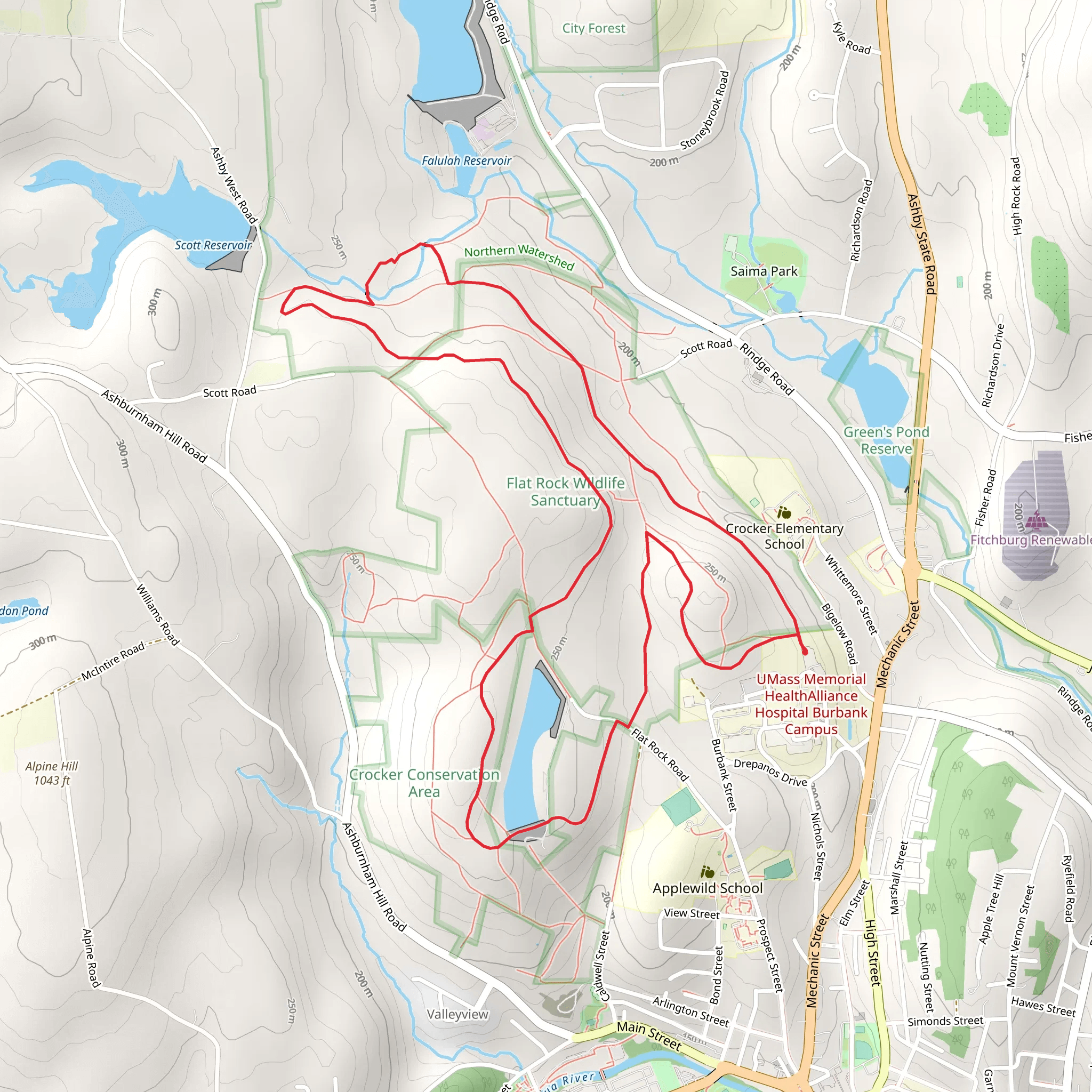 Overlook Reservoir and Scott Brook Loop mobile static map