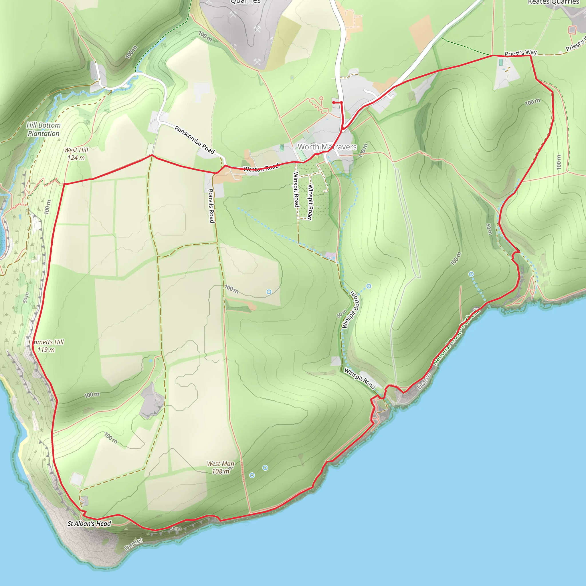Chapman's Pool from Worth Matravers mobile static map