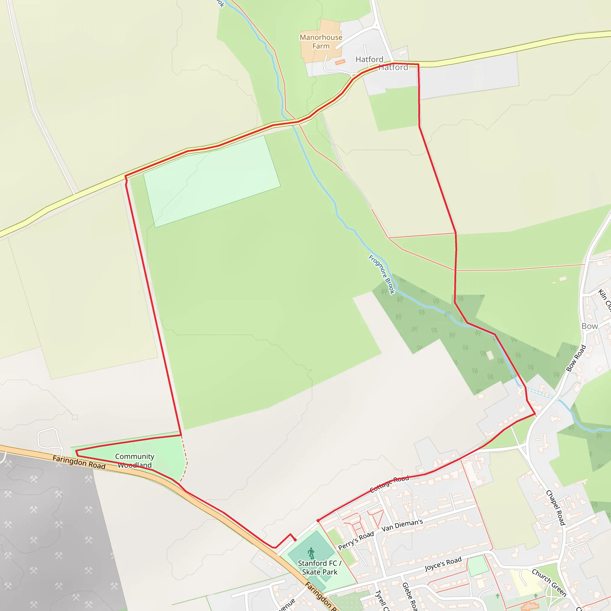 Community Woodland and Upper Green Loop mobile static map