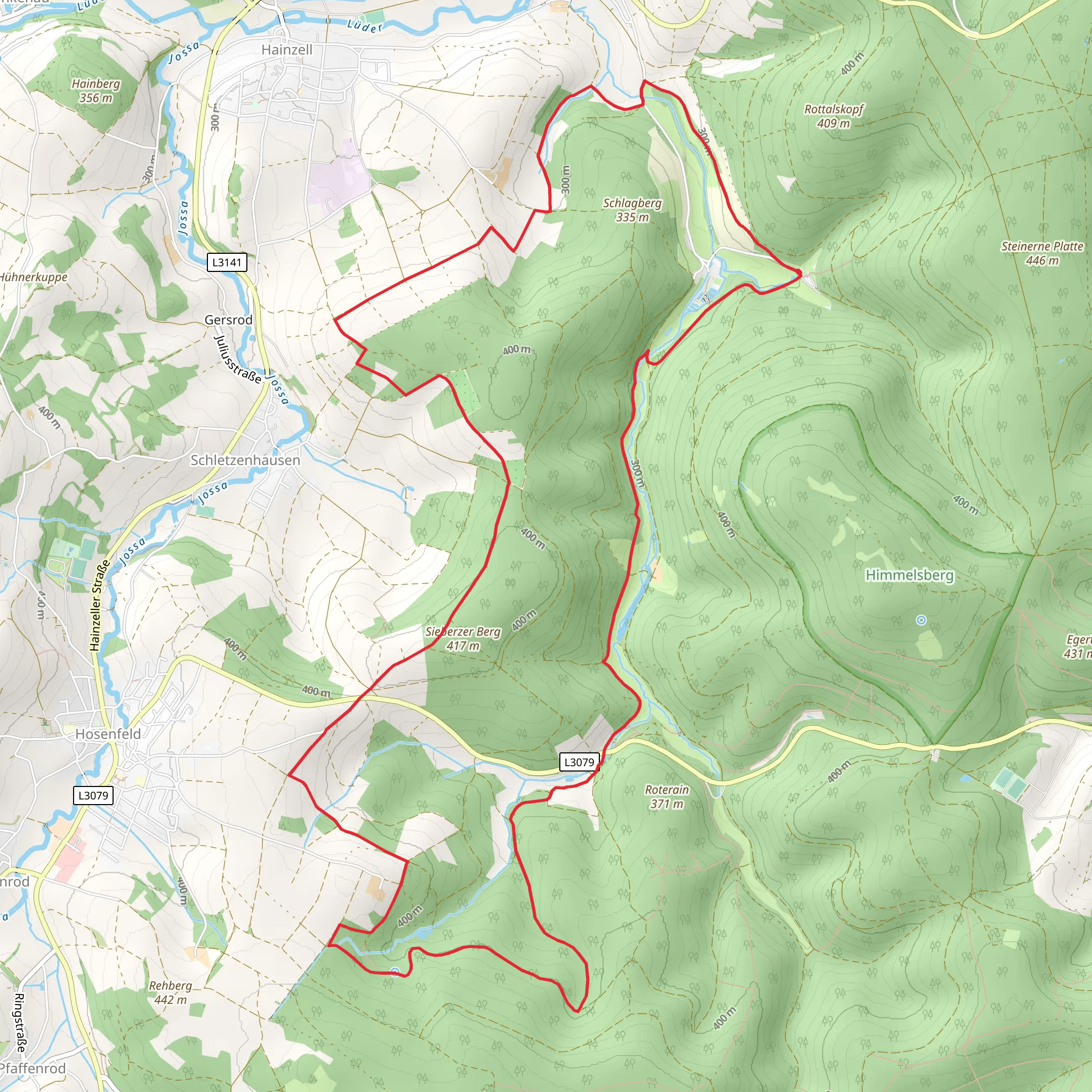 Hosenfeld Loop via Sieberzer Berg mobile static map