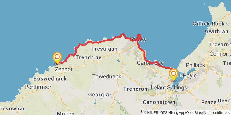 Cornwall Coast Path stage 12 Map