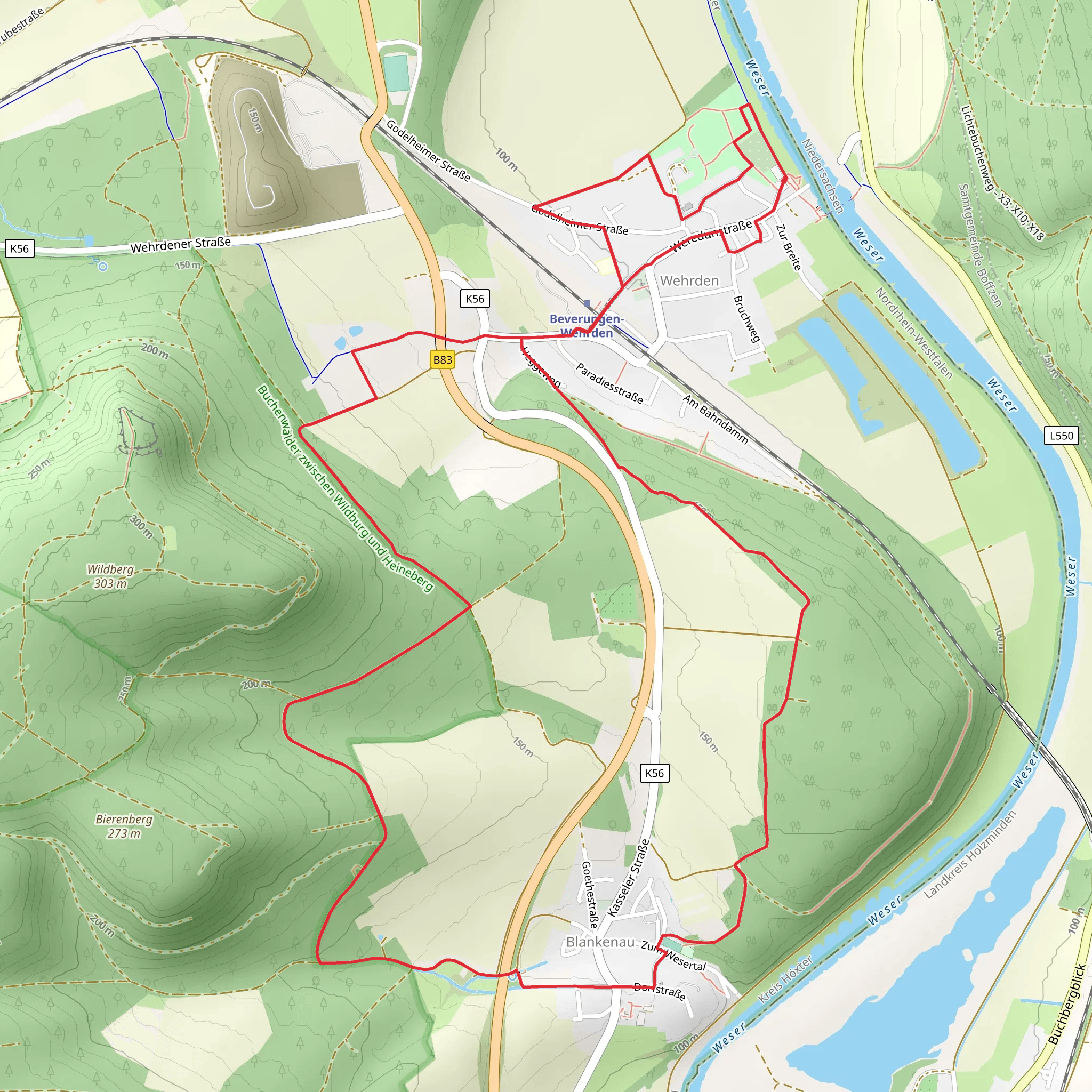 Heggeweg and Kirchweg mobile static map