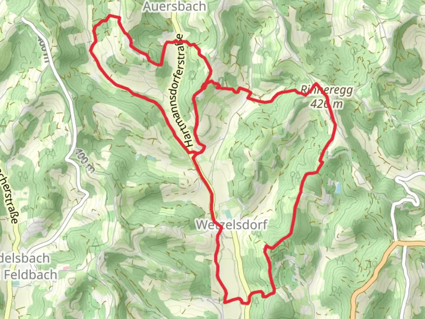 An image depicting the trail Himmel-Erden-Weg - Auf den Spuren der Vulkane and its surrounding area.