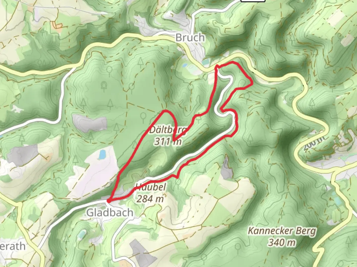 An image depicting the trail Dältberg Loop and its surrounding area.