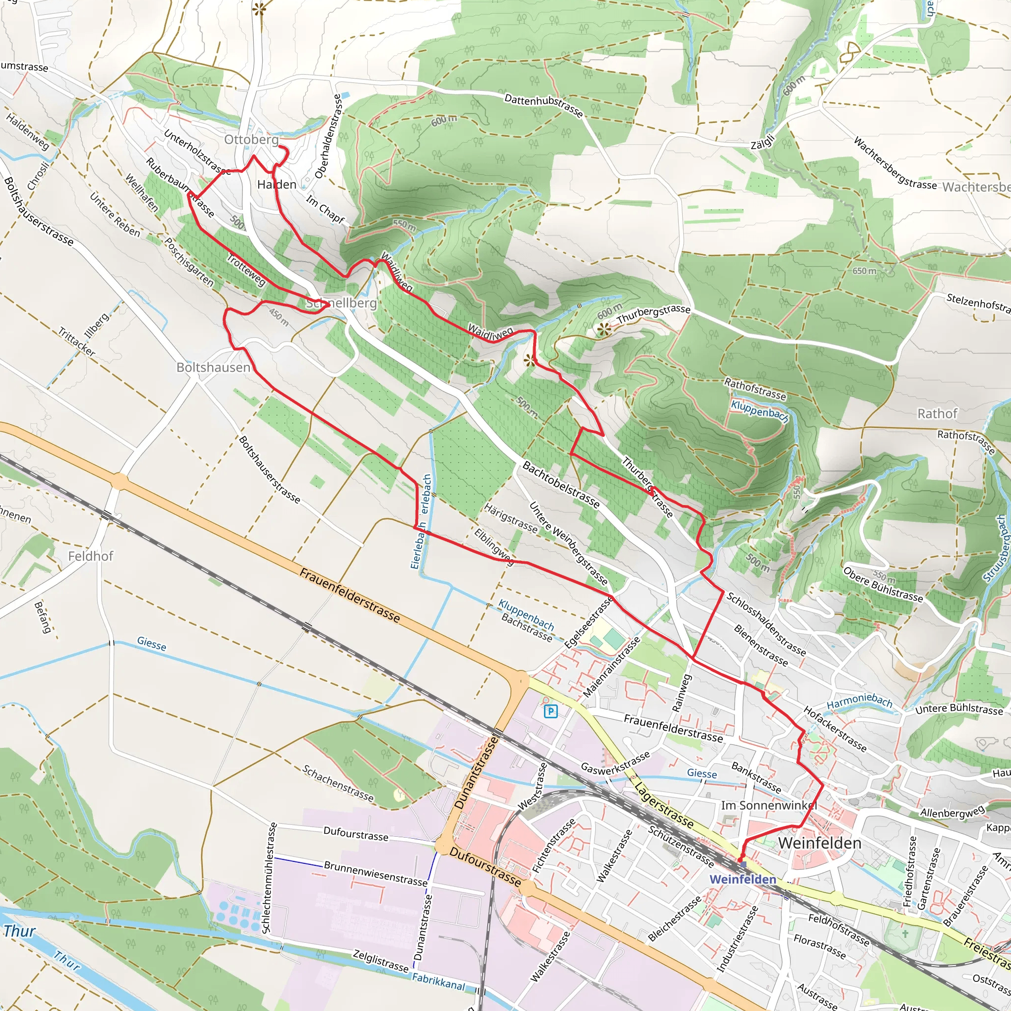 Weinfelden Wine Trail mobile static map