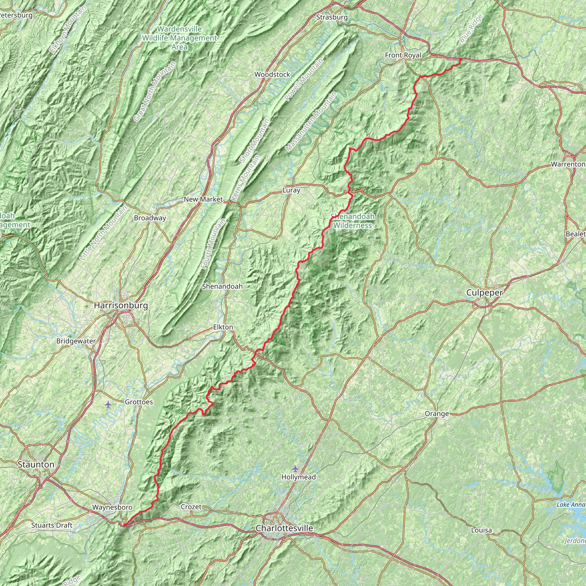 Appalachian Trail Section Hike - Shenandoah National Park mobile static map