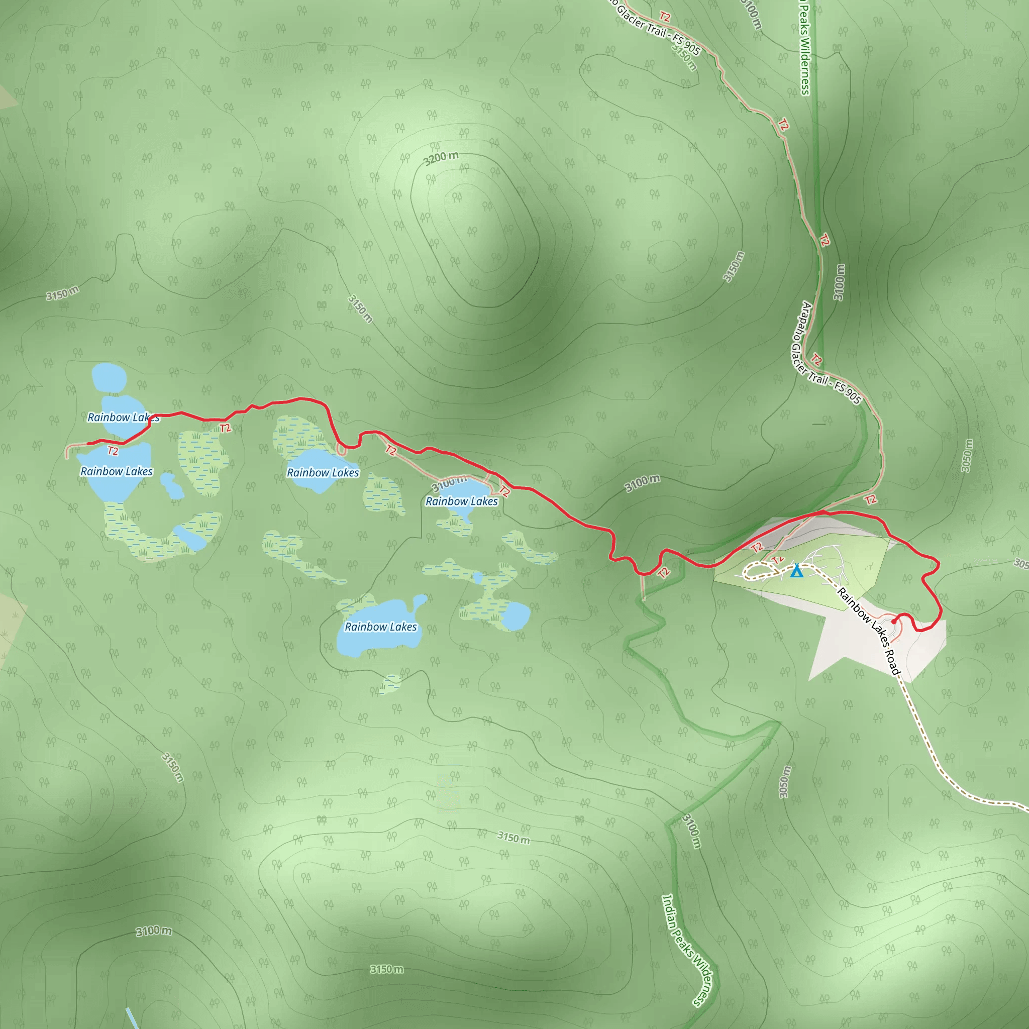 Rainbow Lakes Trail mobile static map