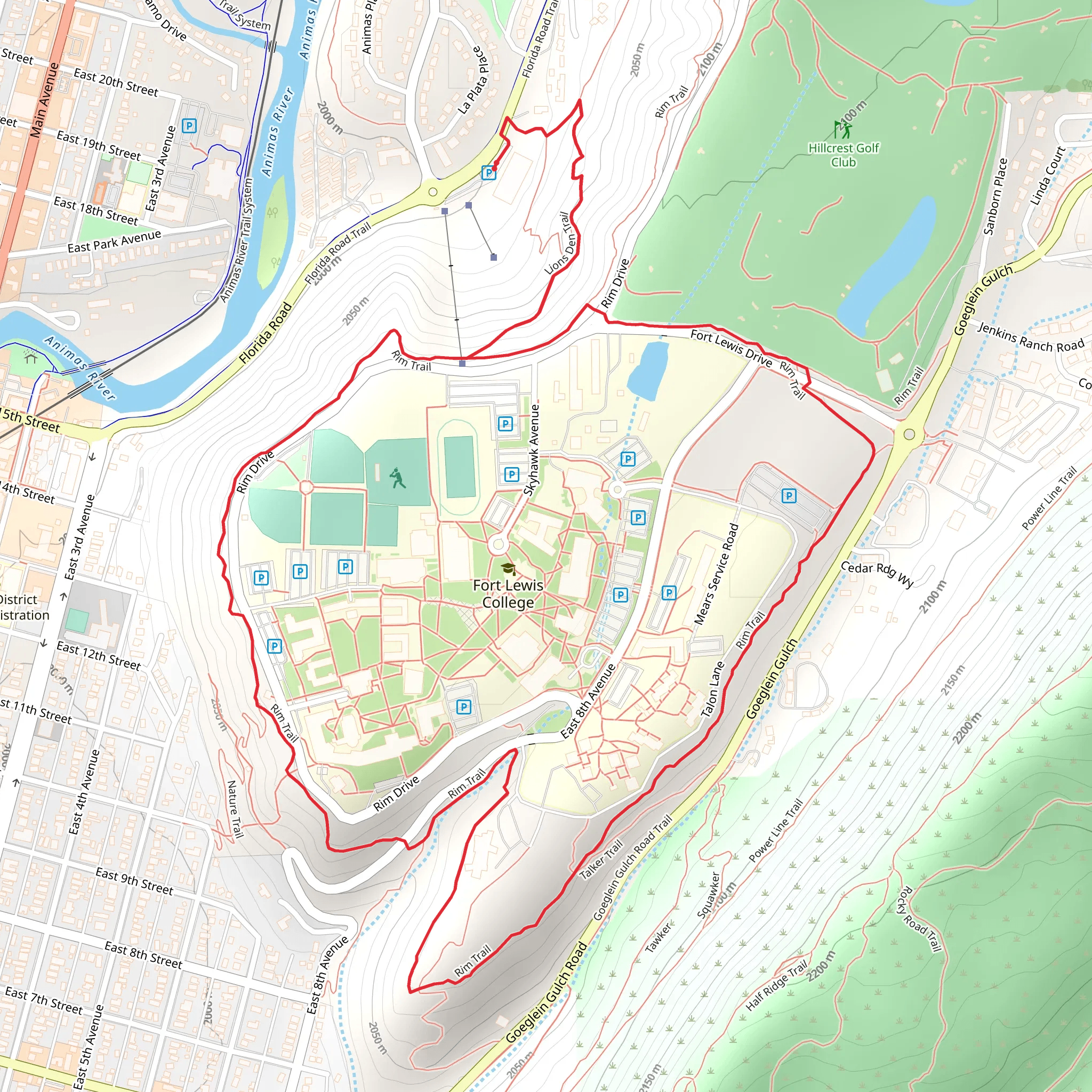 Lions Den and Rim Loop Trail mobile static map