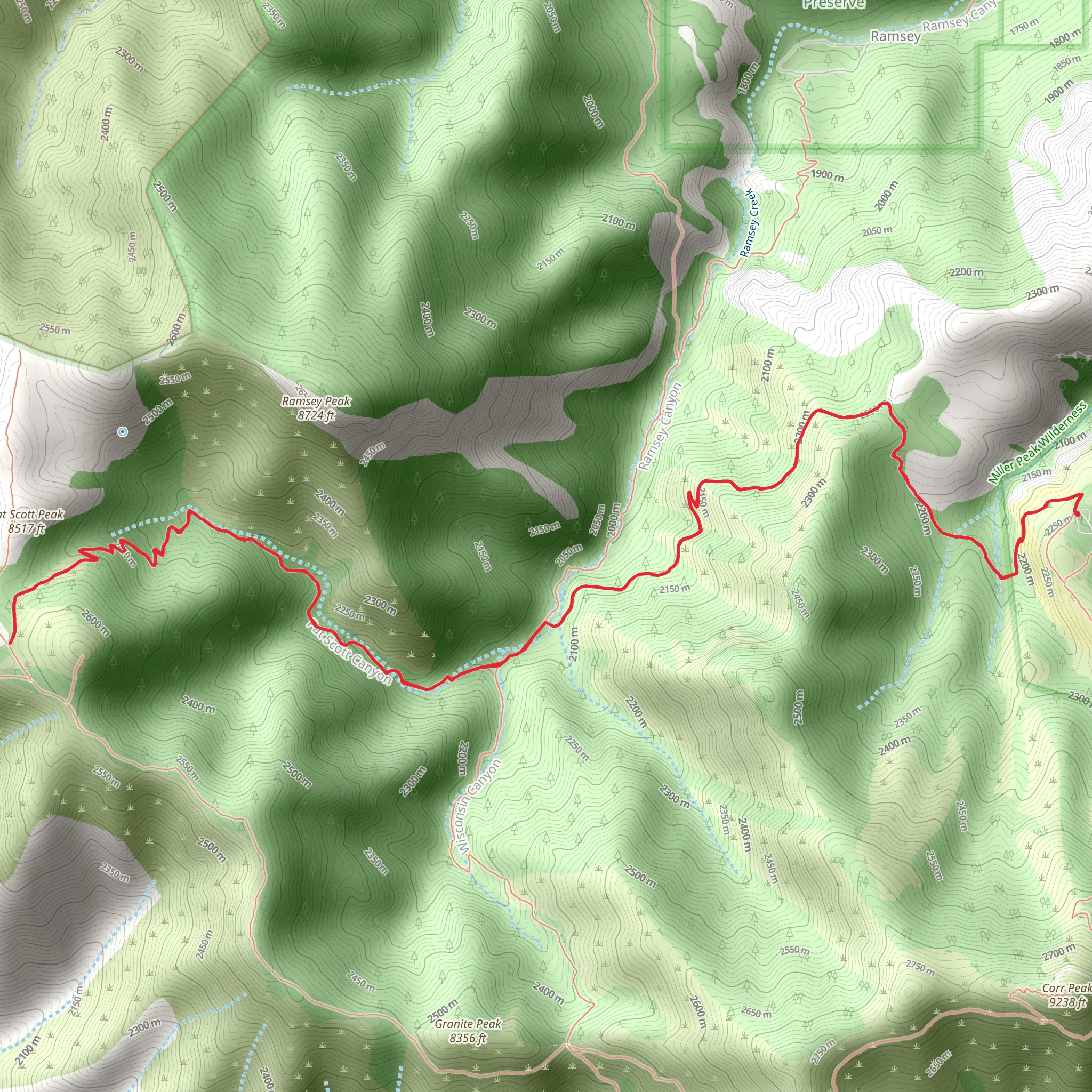 Pat Scott Canyon via Comfort Spring Trail mobile static map