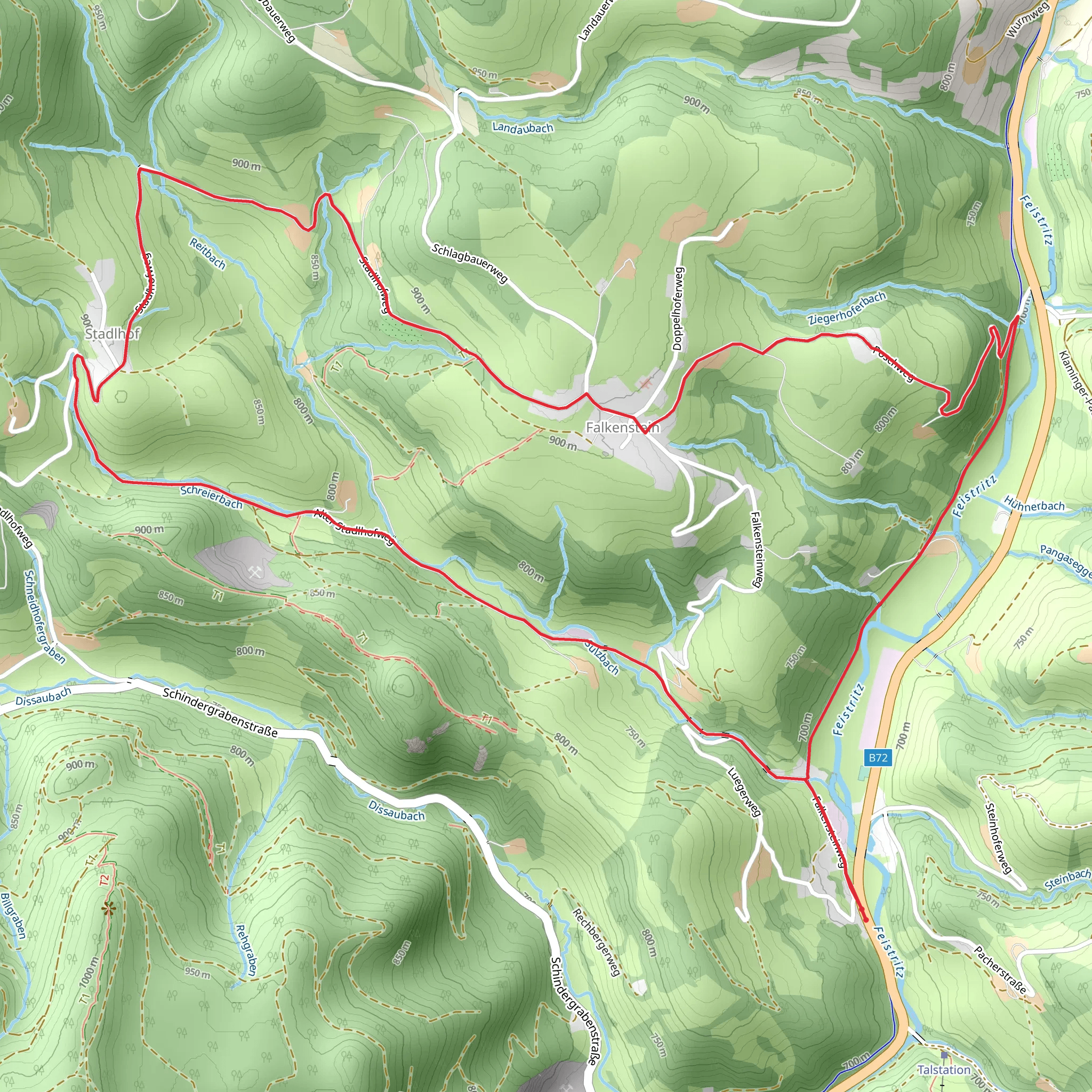 Feistritz Valley to Falkenstein mobile static map